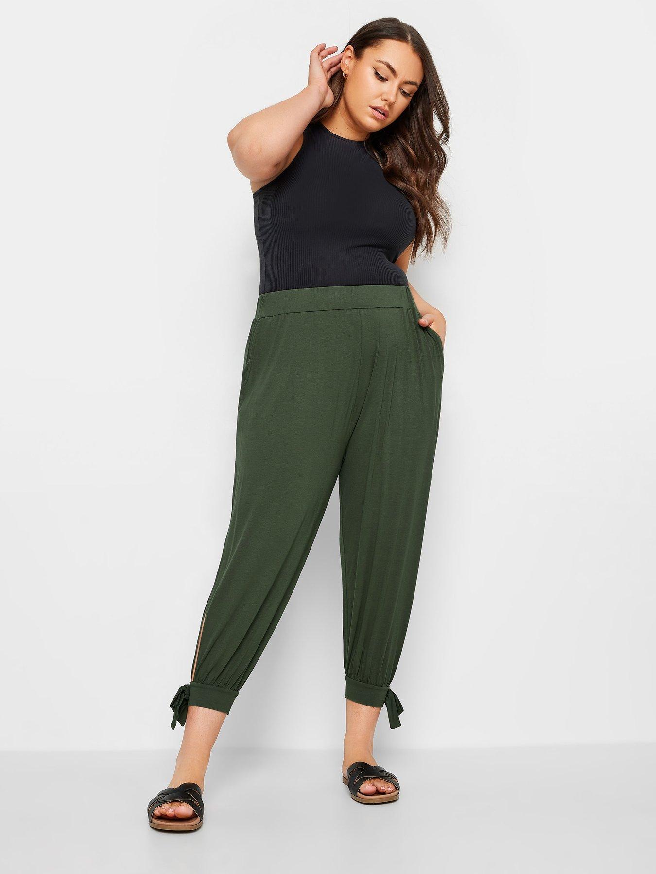 yours-curve-tie-hem-harem-crop-trousers-khakiback