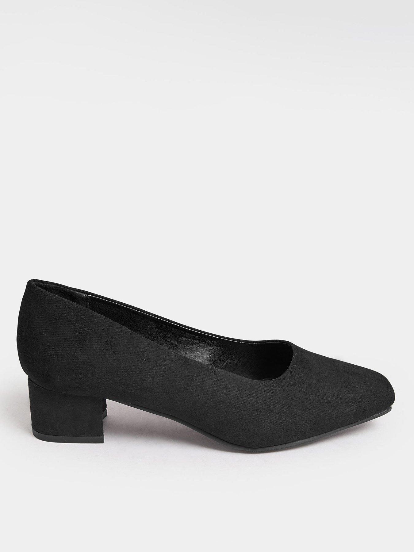 yours-extra-wide-fit-mid-block-heel-court-black-micro