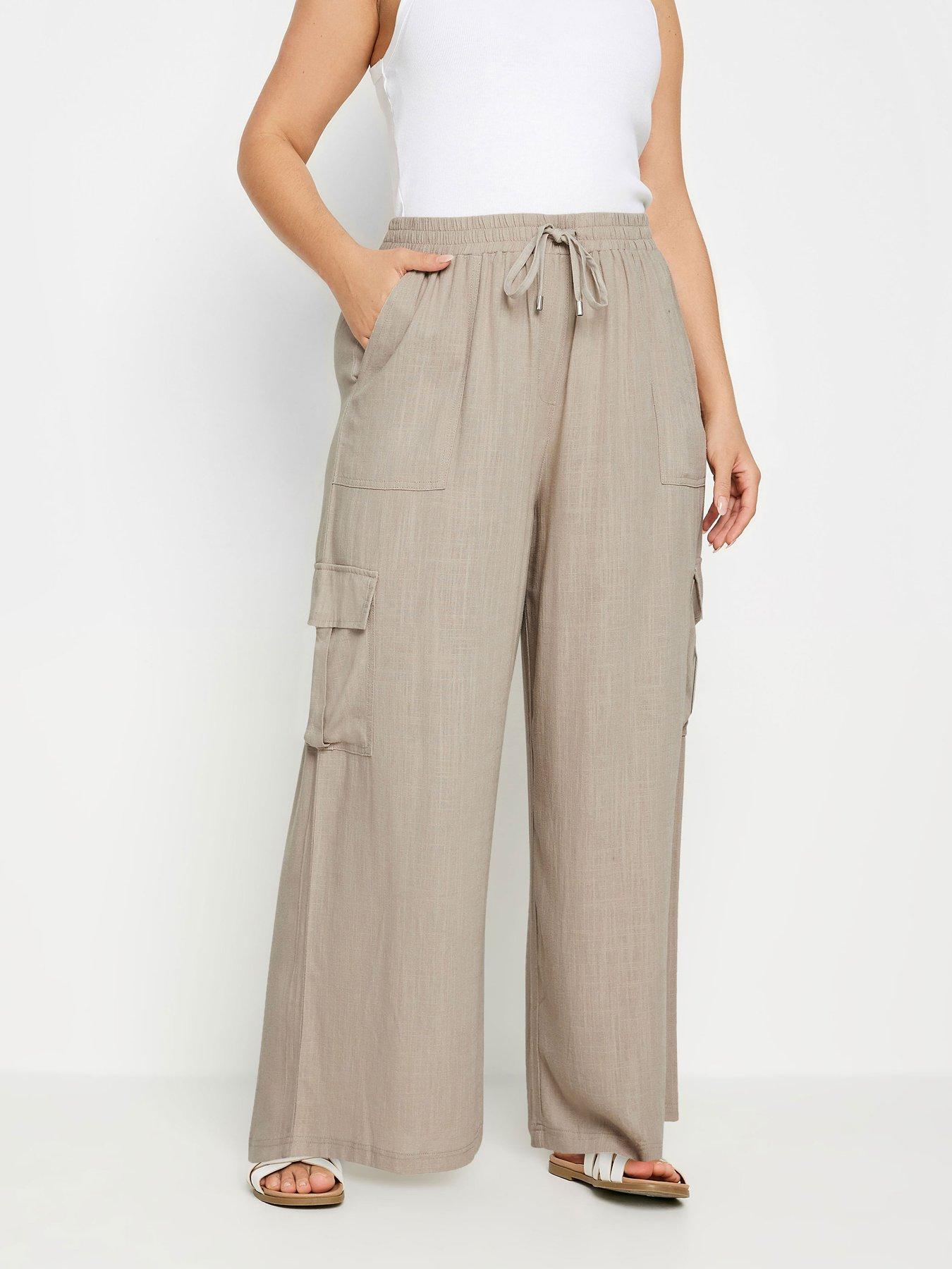 yours-curve-linen-wide-leg-cargos-stone