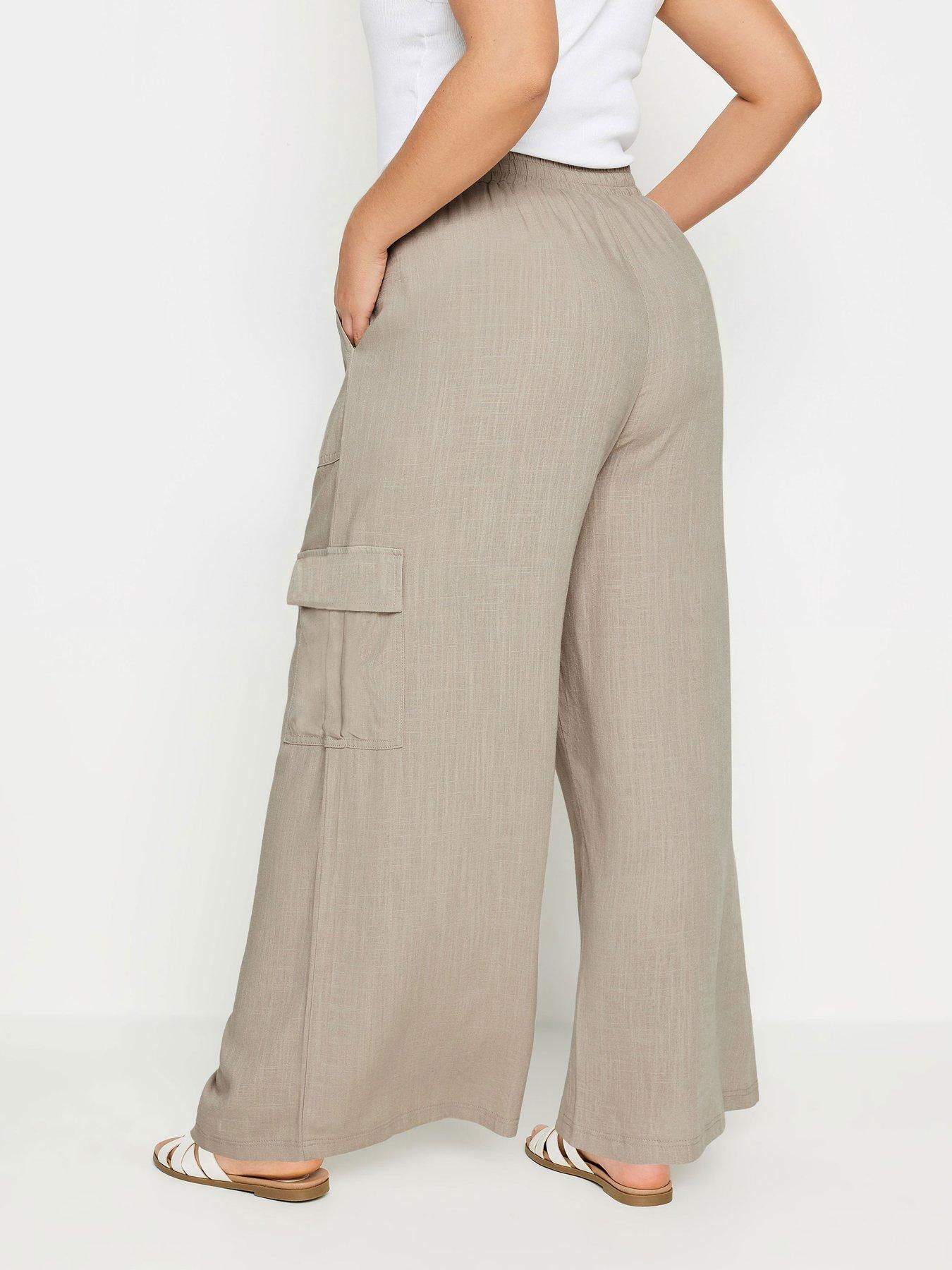 yours-curve-linen-wide-leg-cargos-stonestillFront