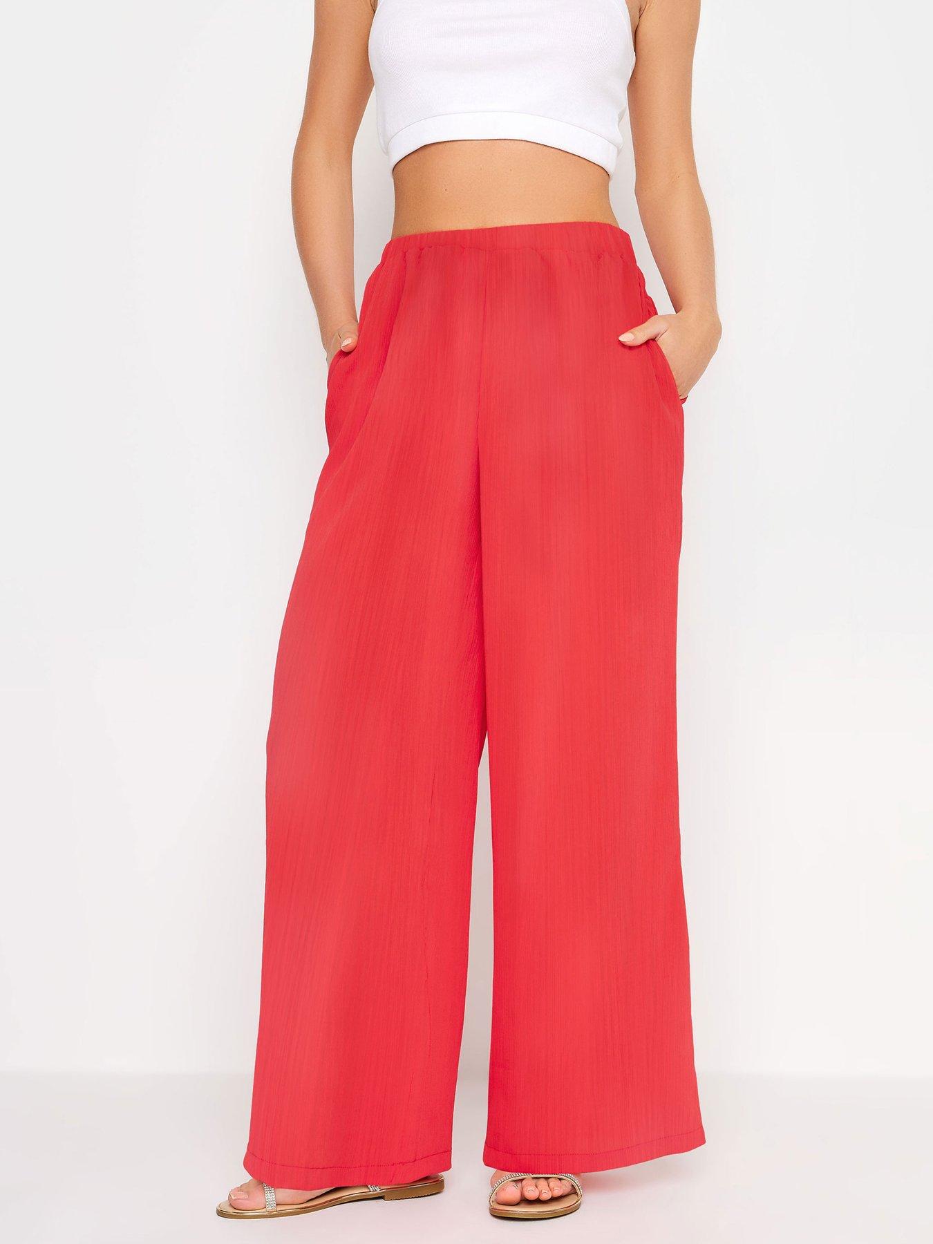 pixiegirl-petite-crinkle-poly-trouser-red