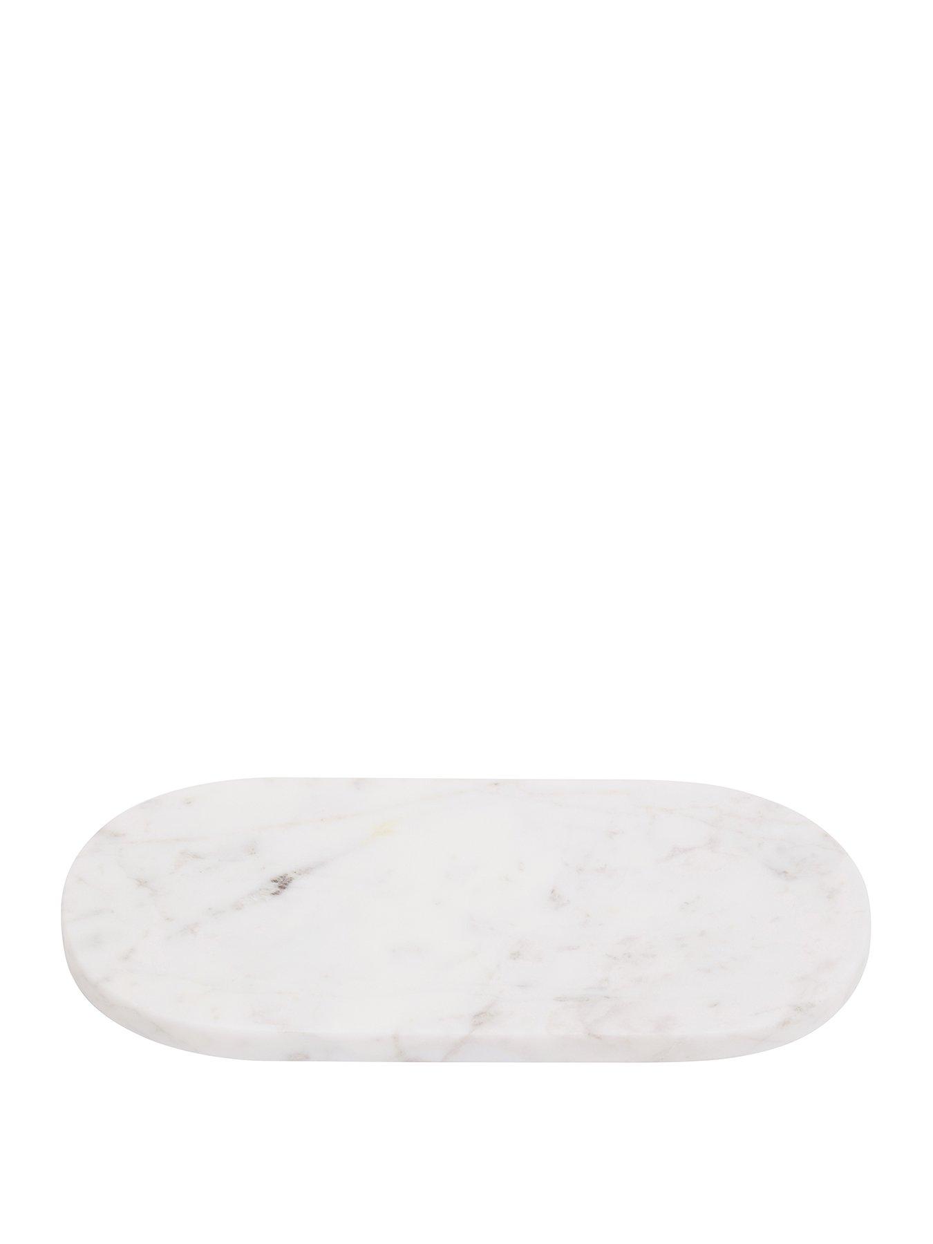 undefined Oblong White Marble Serving Tray