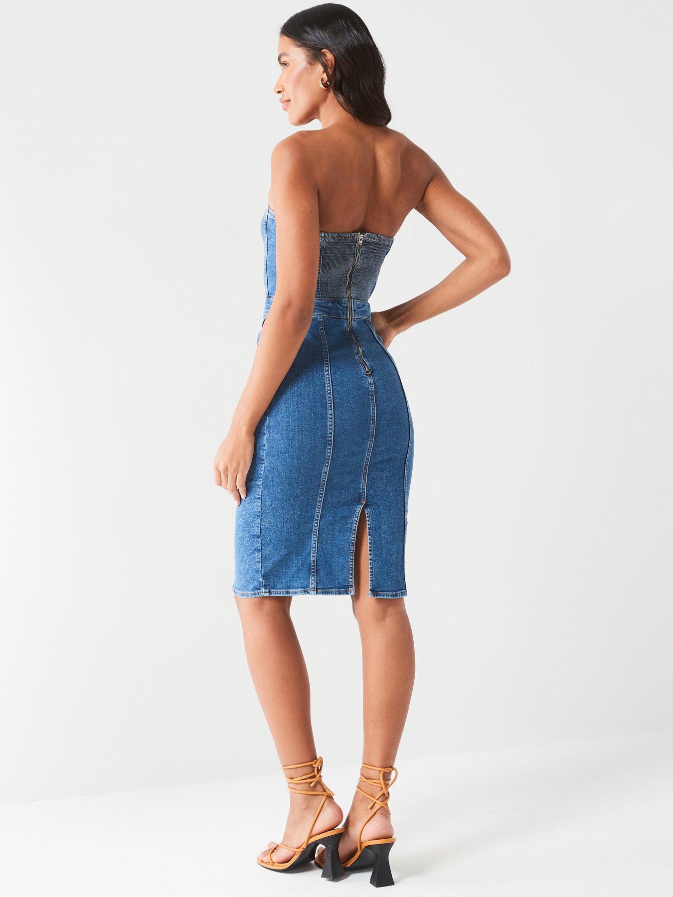 v-by-very-bandeau-denim-dress-mid-washstillFront