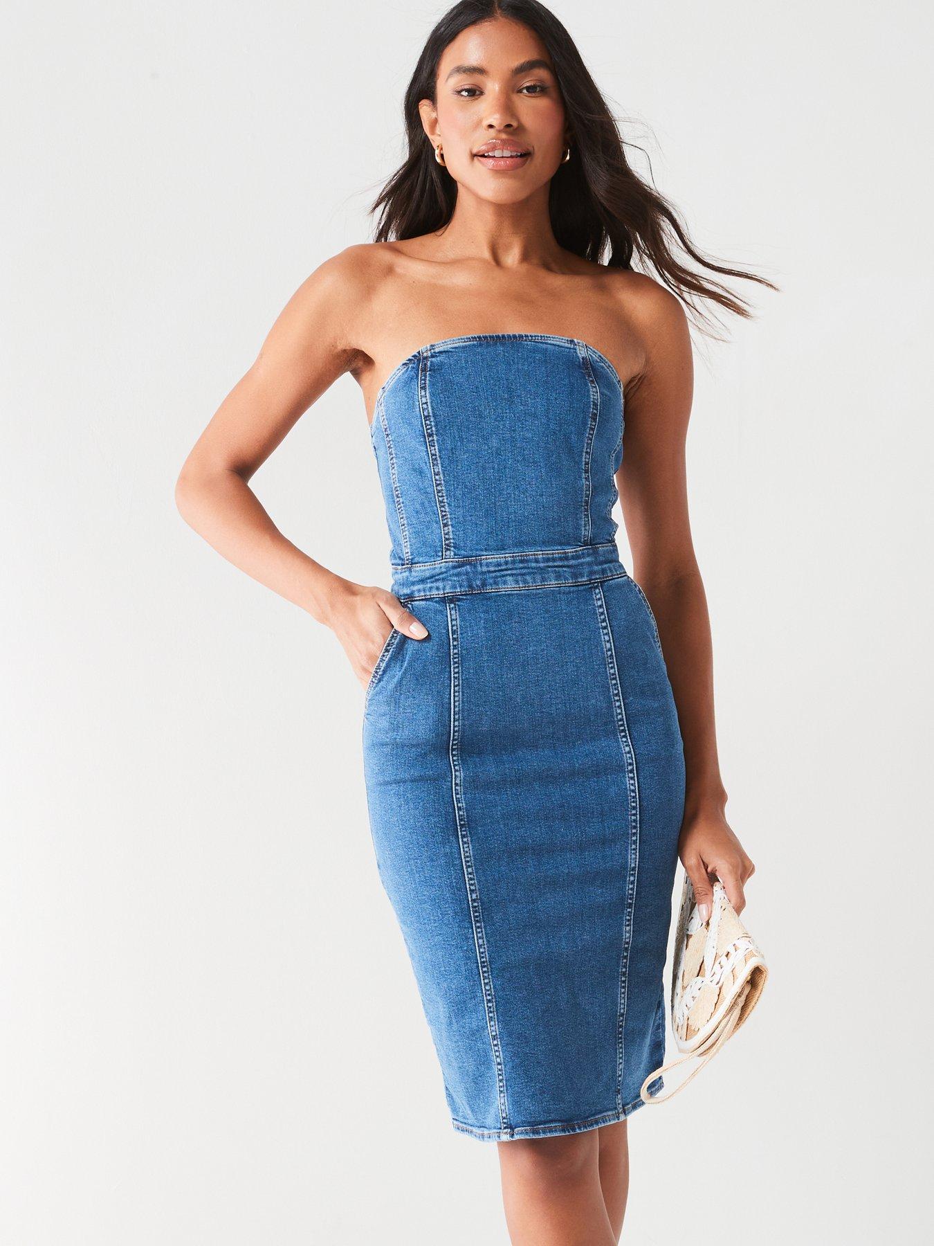 v-by-very-bandeau-denim-dress-mid-washoutfit