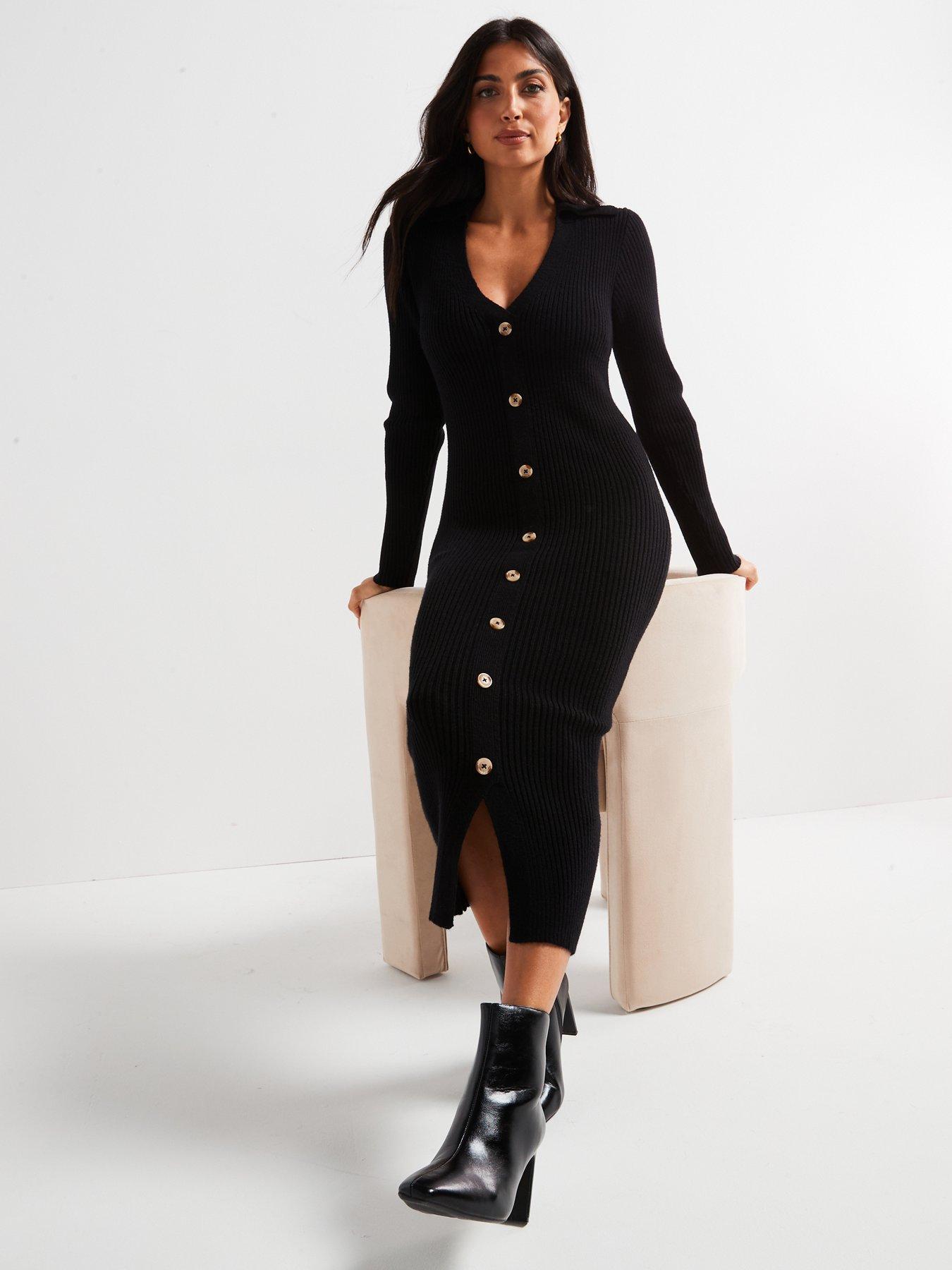 everyday-collared-button-front-midi-dress-blackback