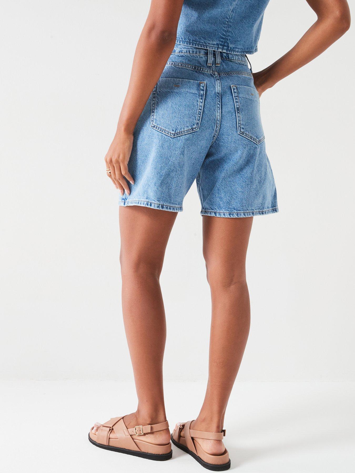 v-by-very-pleatnbspsoft-denim-longline-shorts-mid-washstillFront