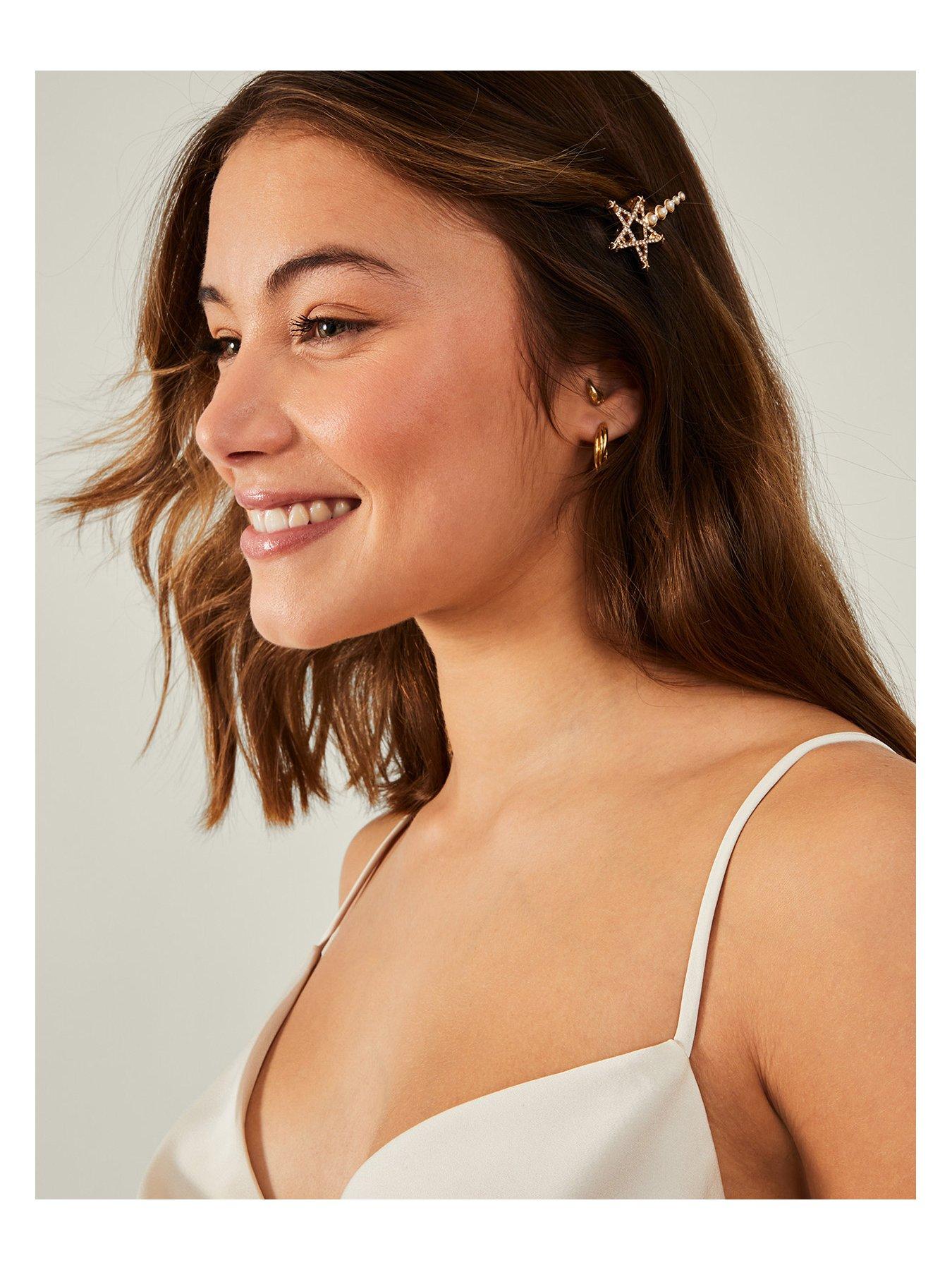 Image 2 of 3 of Accessorize Pearl Star Hair Slide