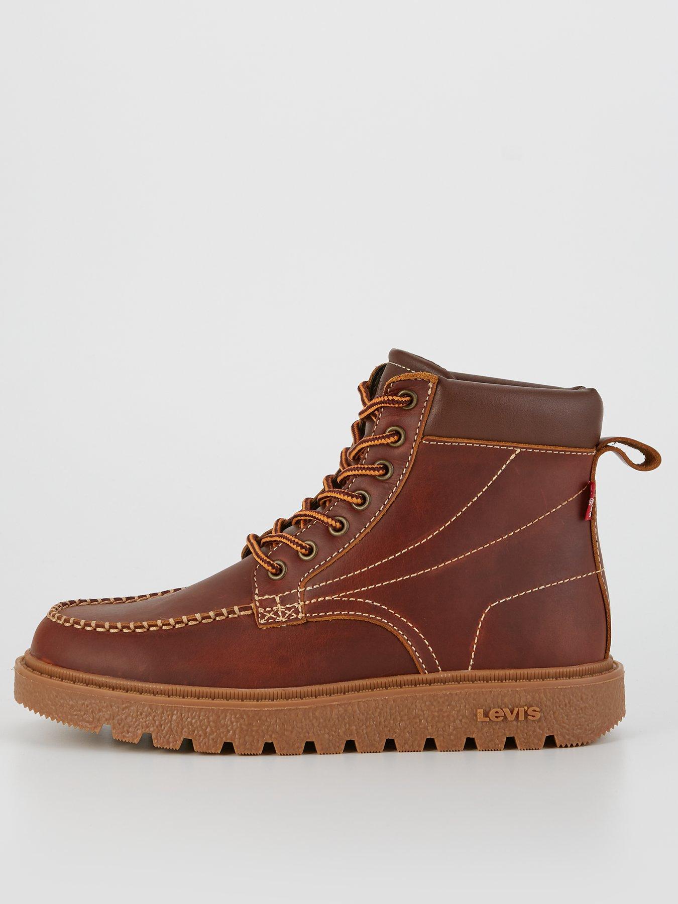 undefined Levi's Abner Red Tab Leather Lace Up Boots - Dark Brown