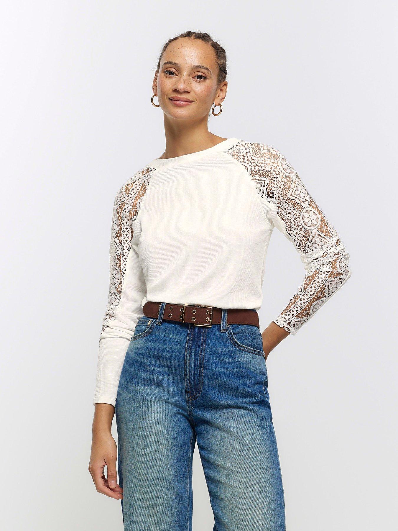 river-island-lace-long-sleeve-top-cream