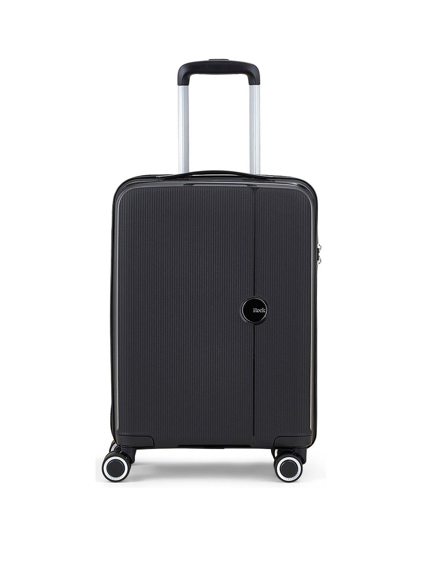 rock-luggage-hudson-8-wheel-pp-hardshell-small-cabin-suitcase-blackstillFront