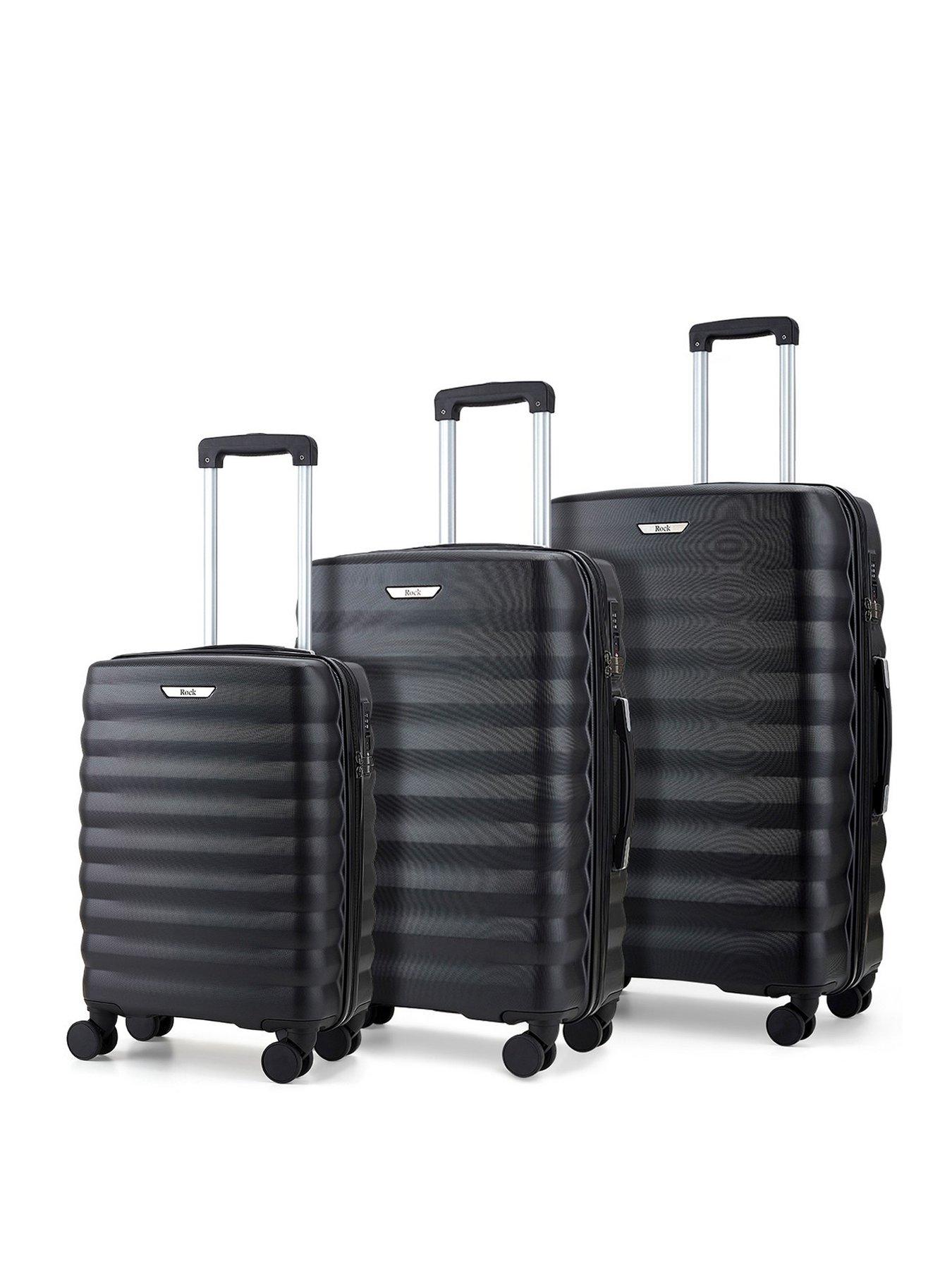 Rock Luggage Berlin 8 Wheel Hardshell 3pc Suitcase Set - Black