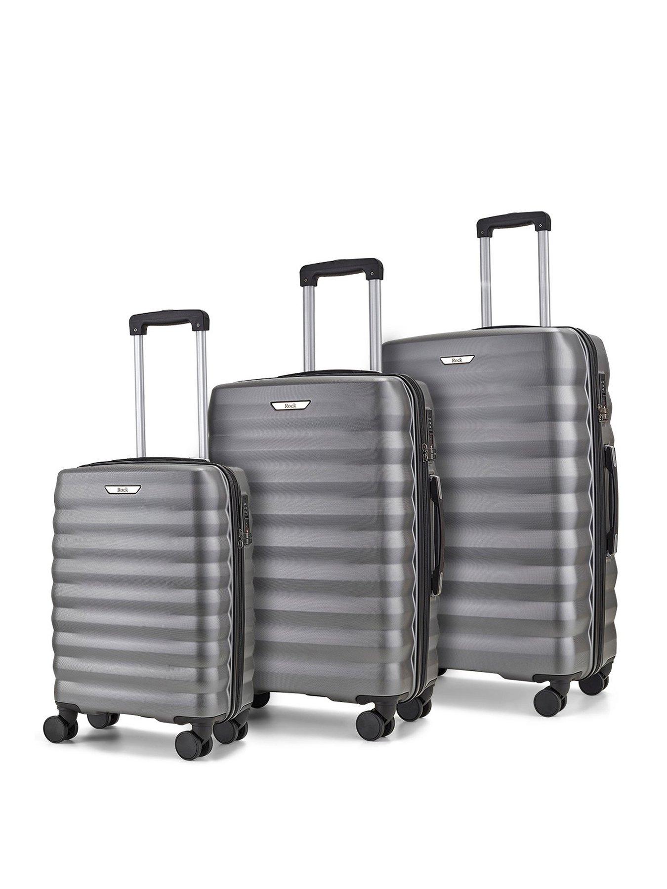Rock Luggage Berlin 8 Wheel Hardshell 3pc Suitcase Set - Charcoal