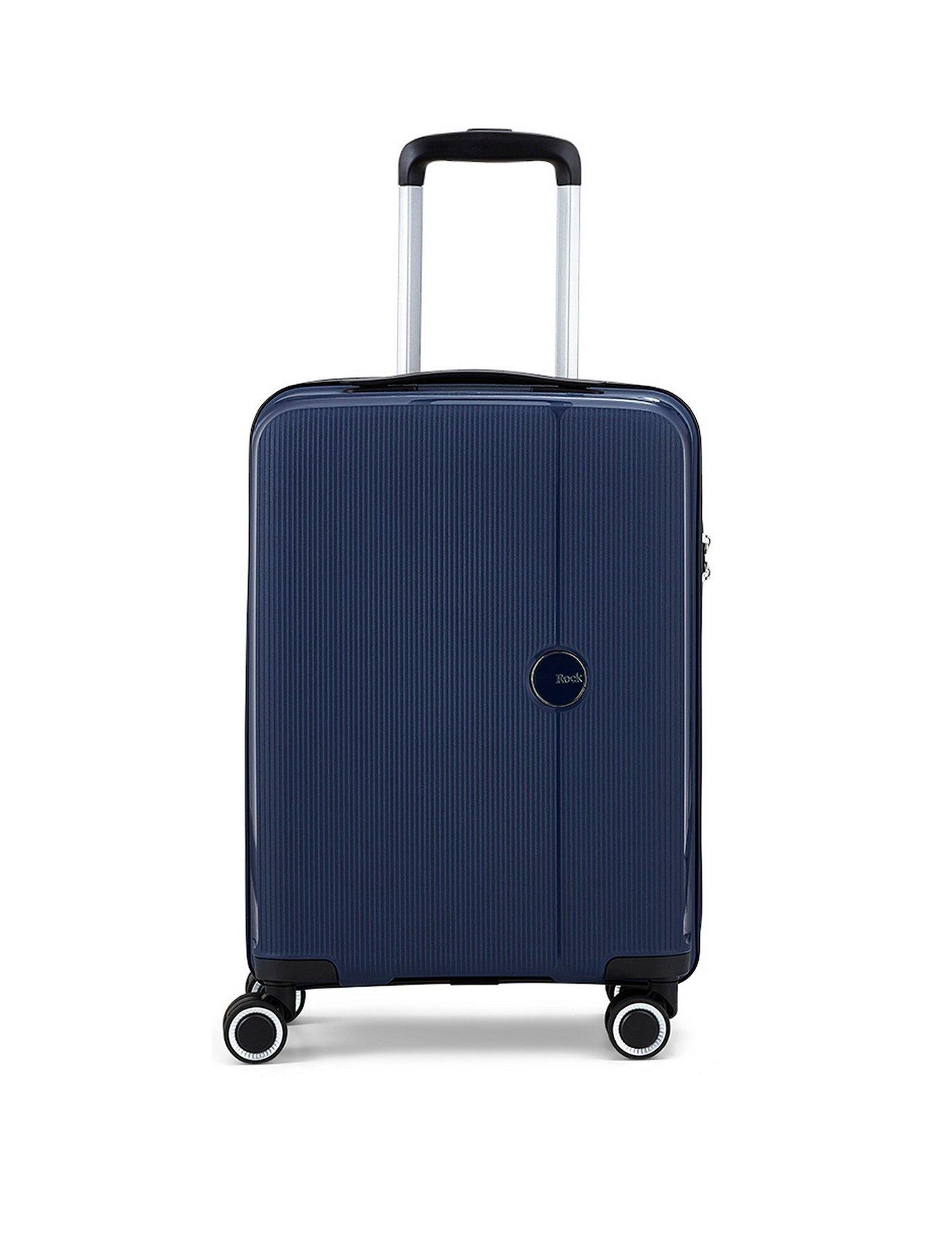 rock-luggage-hudson-8-wheel-pp-hardshell-small-cabin-suitcase-navystillFront