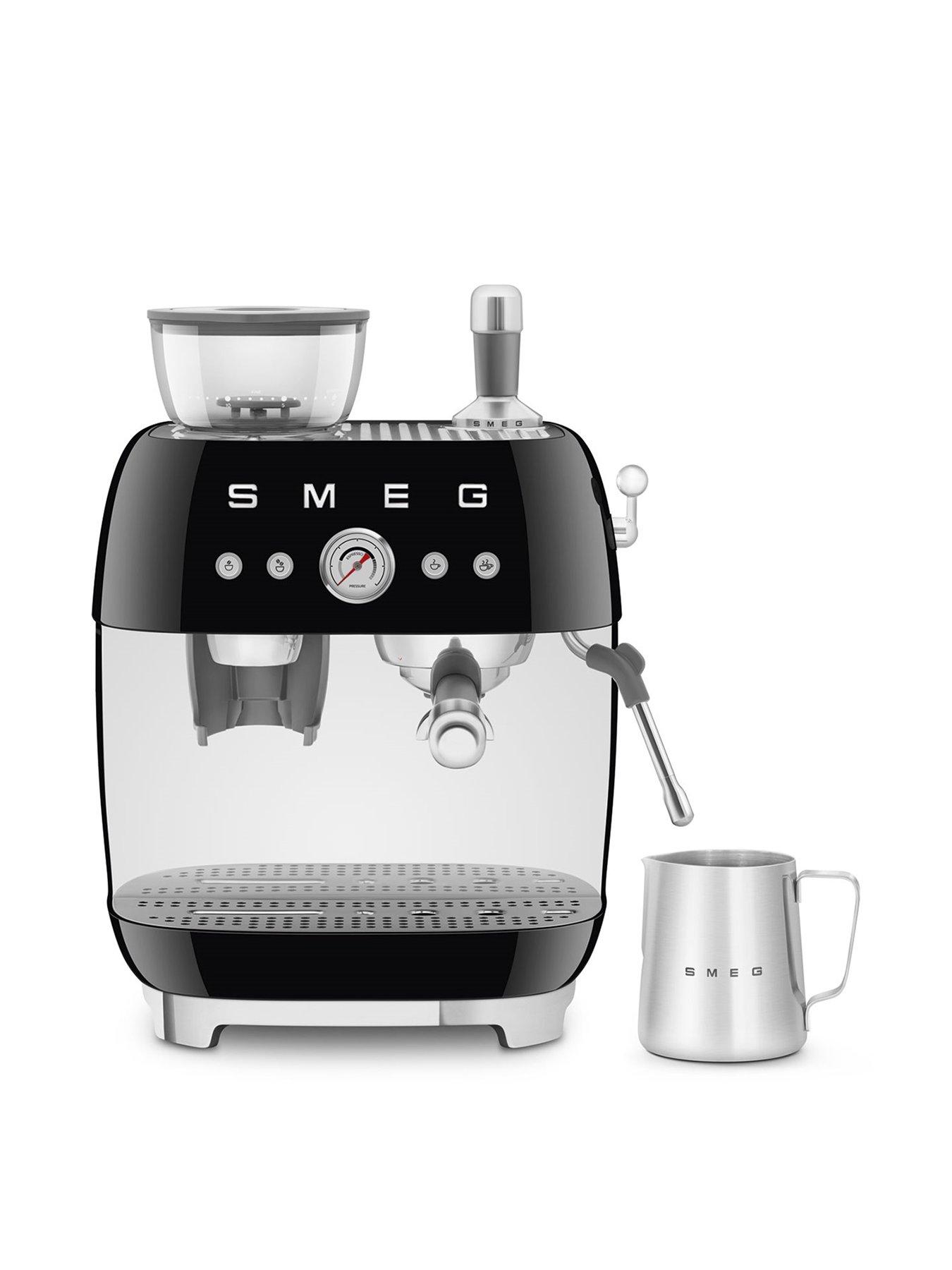 Image 1 of 7 of Smeg EGF03 Retro Style Espresso Coffee Machine with Grinder, 2.4L, 1650W - Black