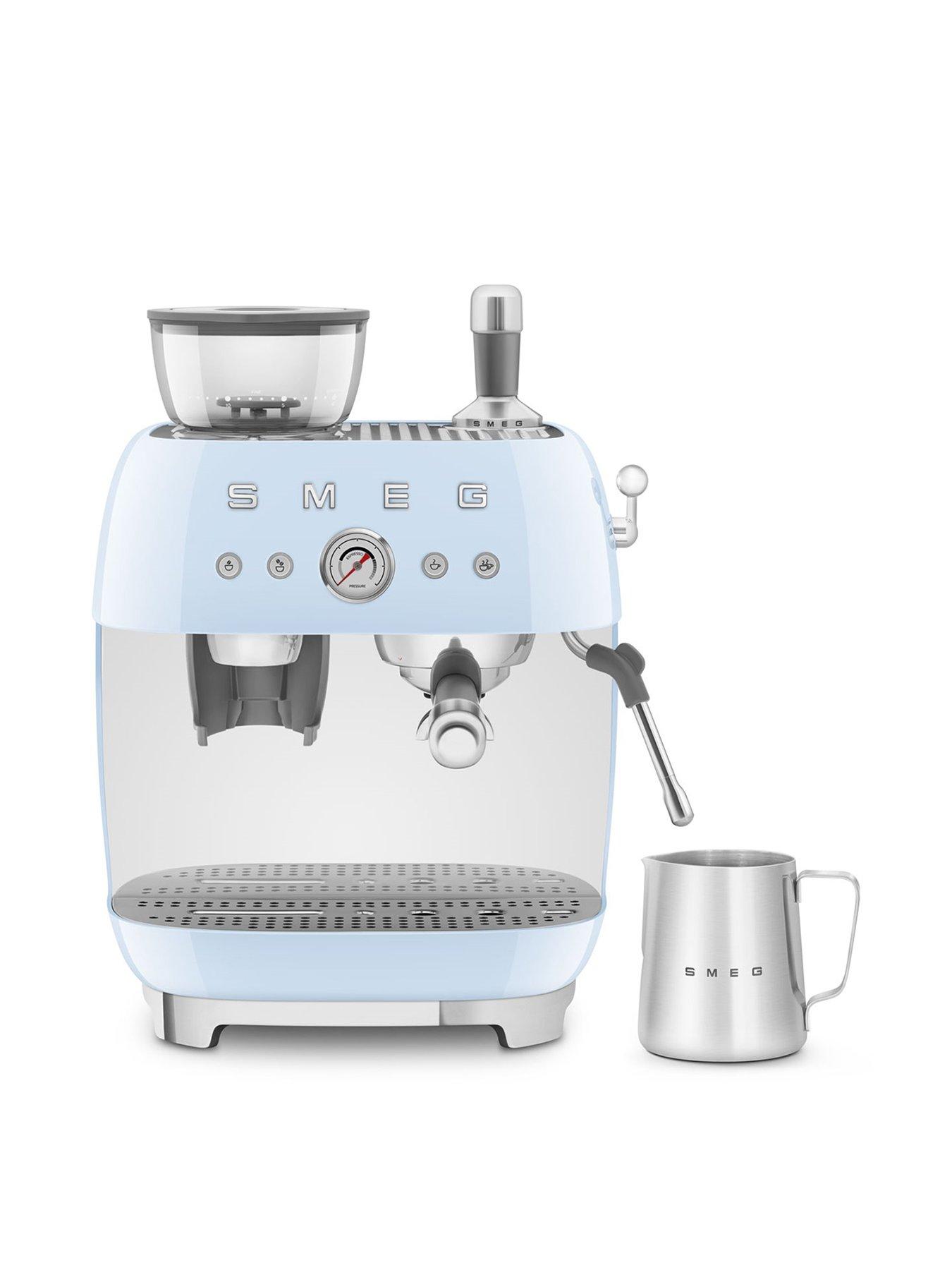 Image 1 of 7 of Smeg EGF03 Retro Style Espresso Coffee Machine with Grinder, 2.4L, 1650W - Pastel Blue