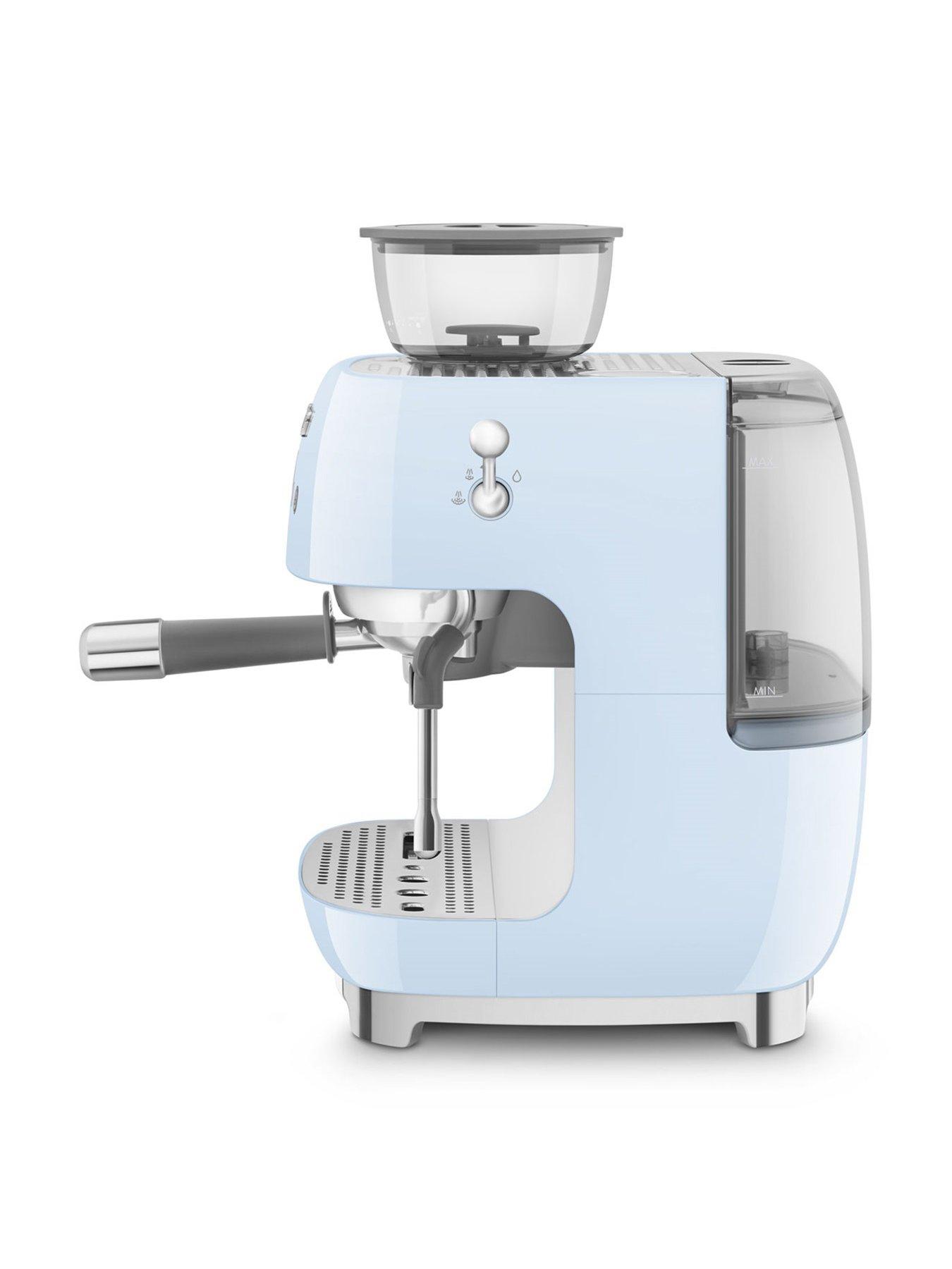 Image 2 of 7 of Smeg EGF03 Retro Style Espresso Coffee Machine with Grinder, 2.4L, 1650W - Pastel Blue