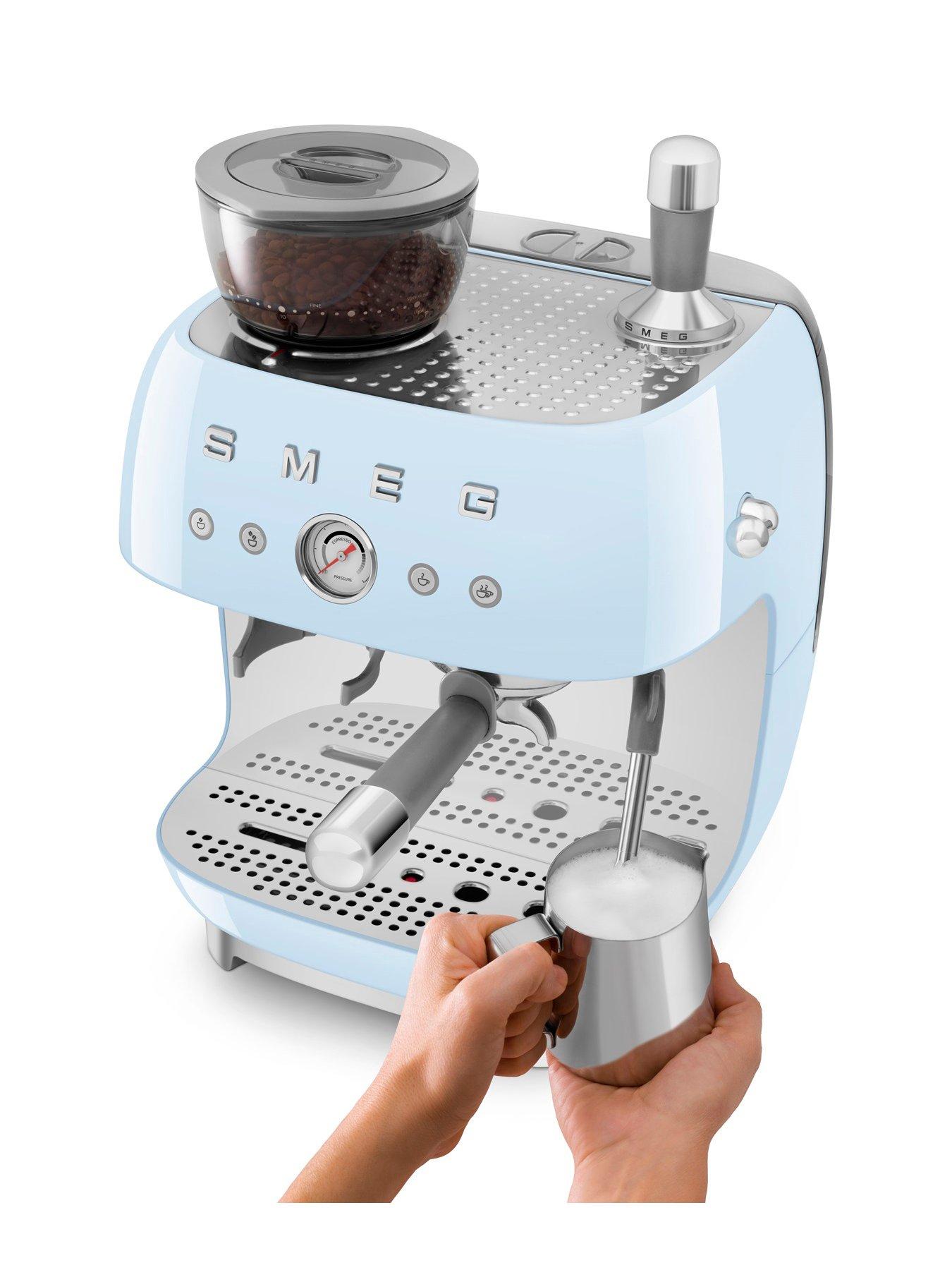 Image 5 of 7 of Smeg EGF03 Retro Style Espresso Coffee Machine with Grinder, 2.4L, 1650W - Pastel Blue