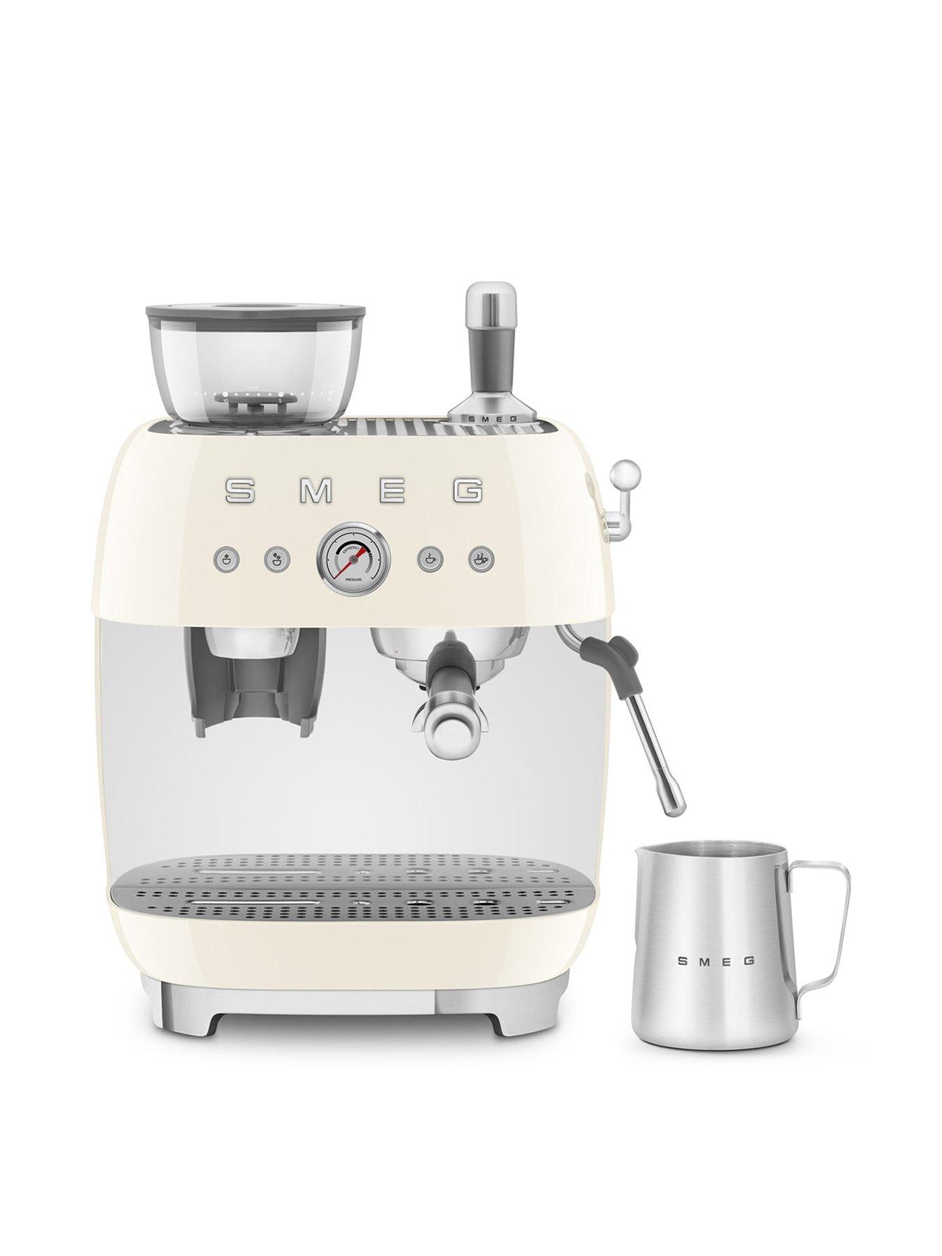 Image 1 of 7 of Smeg EGF03 Retro Style Espresso Coffee Machine with Grinder, 2.4L, 1650W - Cream