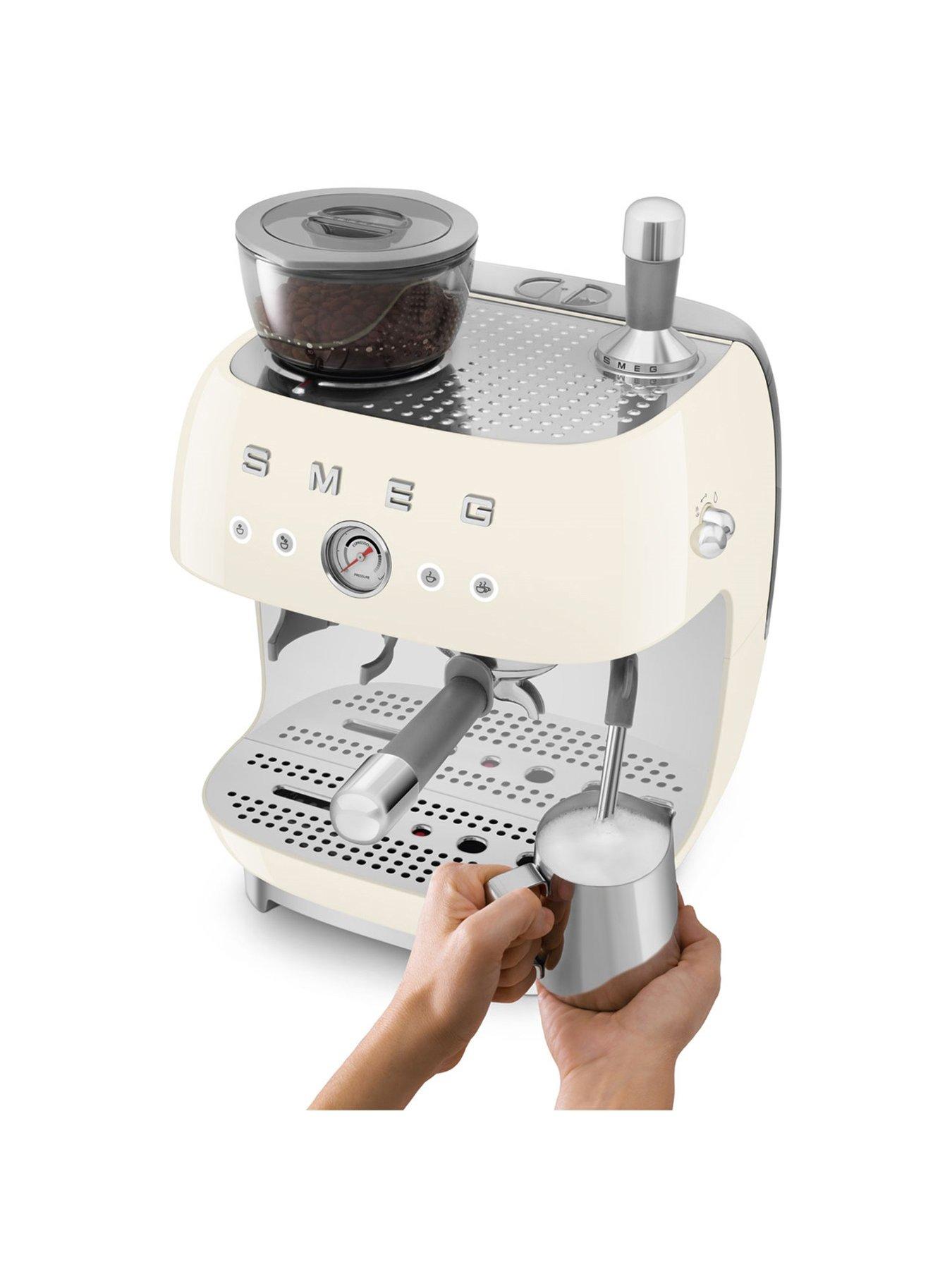 Image 5 of 7 of Smeg EGF03 Retro Style Espresso Coffee Machine with Grinder, 2.4L, 1650W - Cream