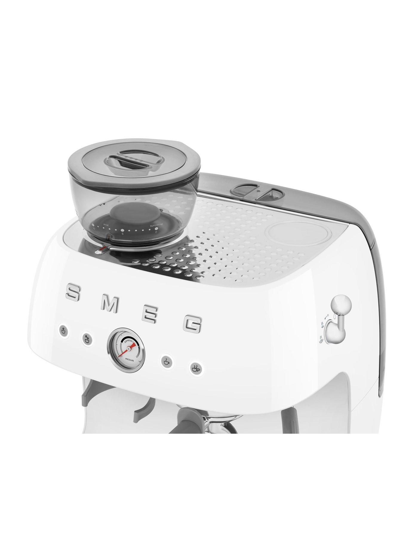 Image 3 of 7 of Smeg EGF03 Retro Style Espresso Coffee Machine with Grinder, 2.4L, 1650W - White
