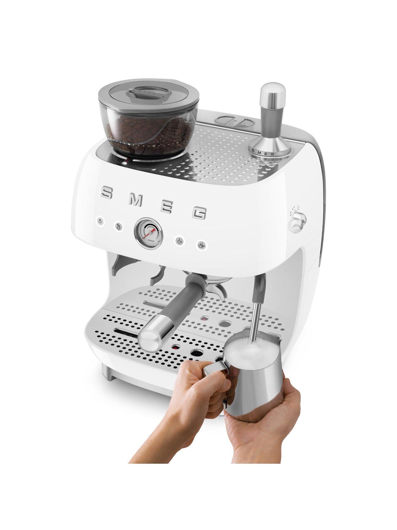 Image 5 of 7 of Smeg EGF03 Retro Style Espresso Coffee Machine with Grinder, 2.4L, 1650W - White