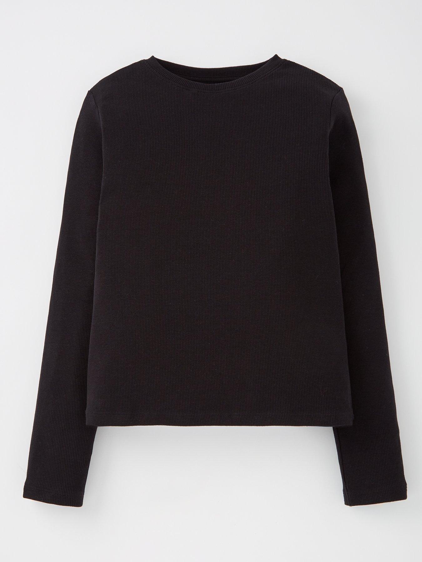 Image 1 of 4 of Everyday Girls Long Sleeve Ribbed Single T-Shirt - Black