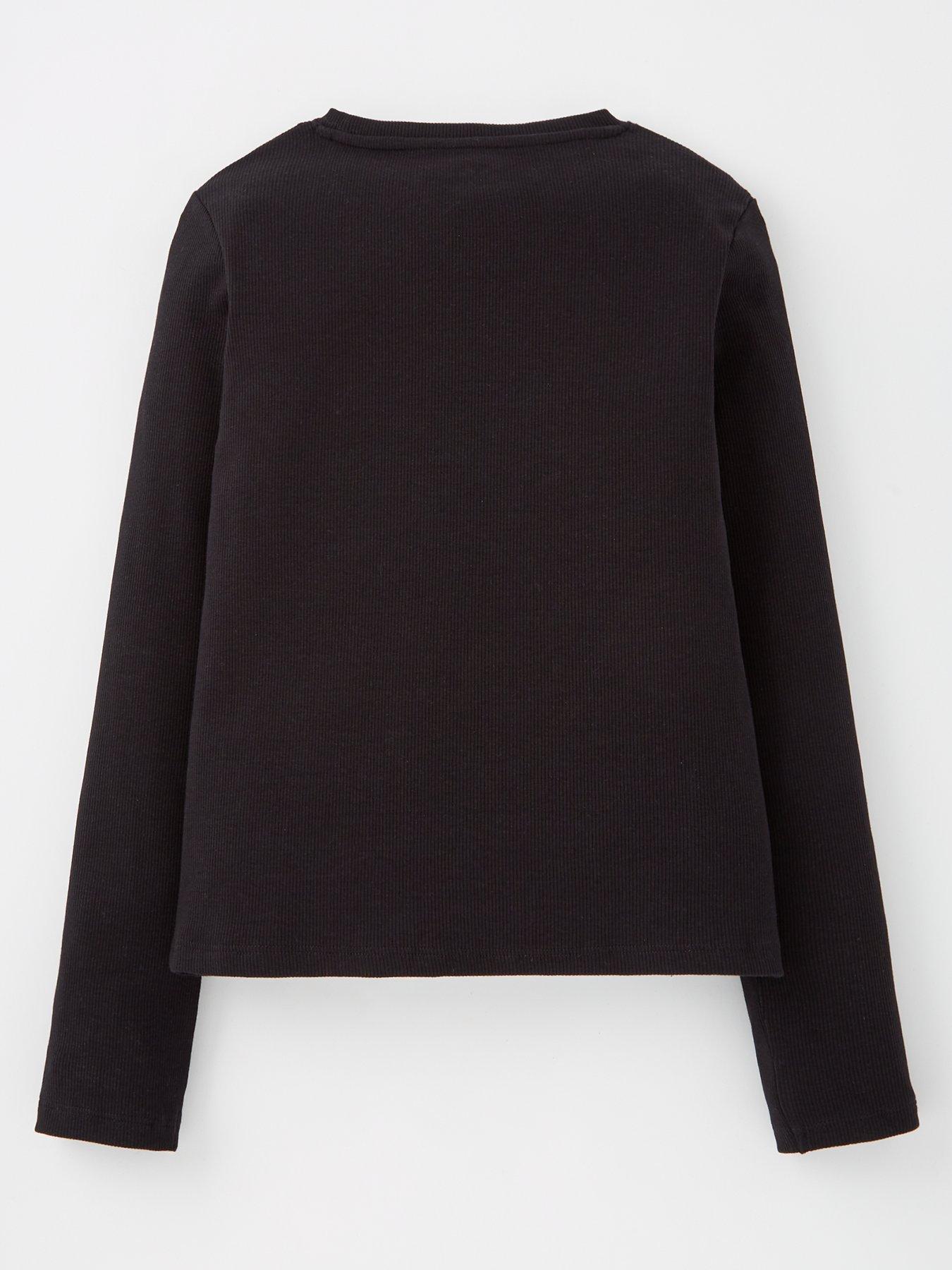 Image 2 of 4 of Everyday Girls Long Sleeve Ribbed Single T-Shirt - Black