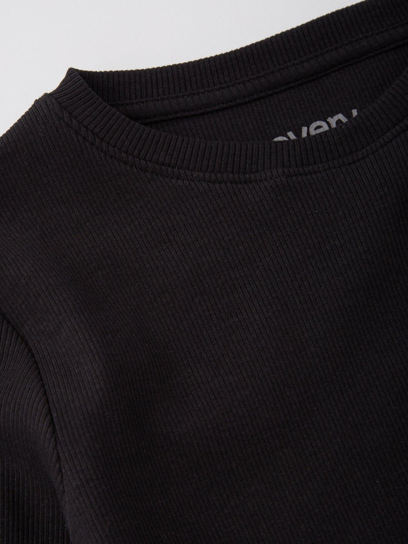 Image 3 of 4 of Everyday Girls Long Sleeve Ribbed Single T-Shirt - Black
