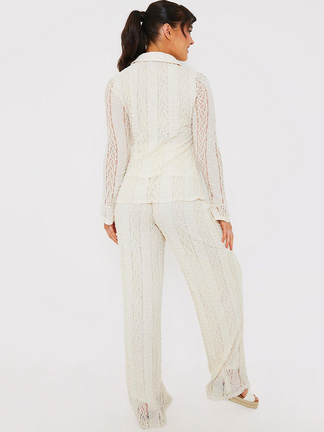 in-the-style-hannah-brown-cream-textured-lace-co-ord-trousersstillFront