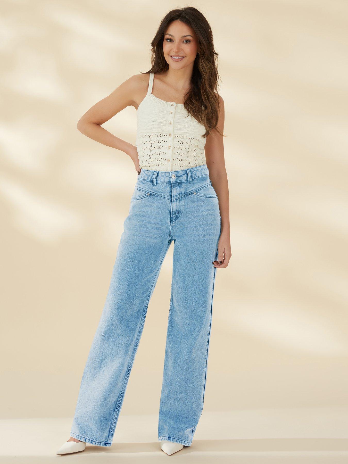 Michelle Keegan Puddle Leg Jeans Mid Wash Very Ireland