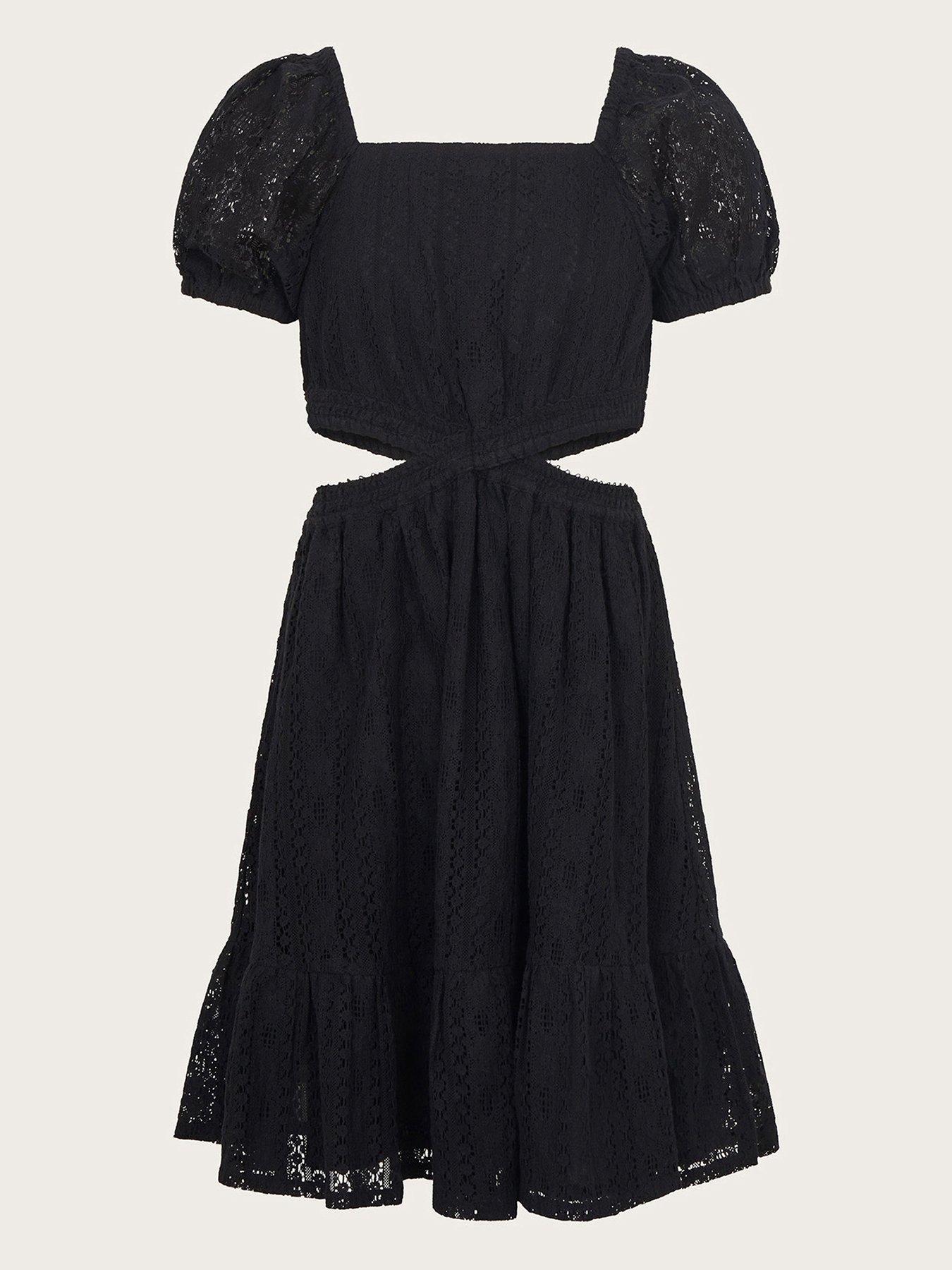 Girls Storm Lace Cut Out Dress Black