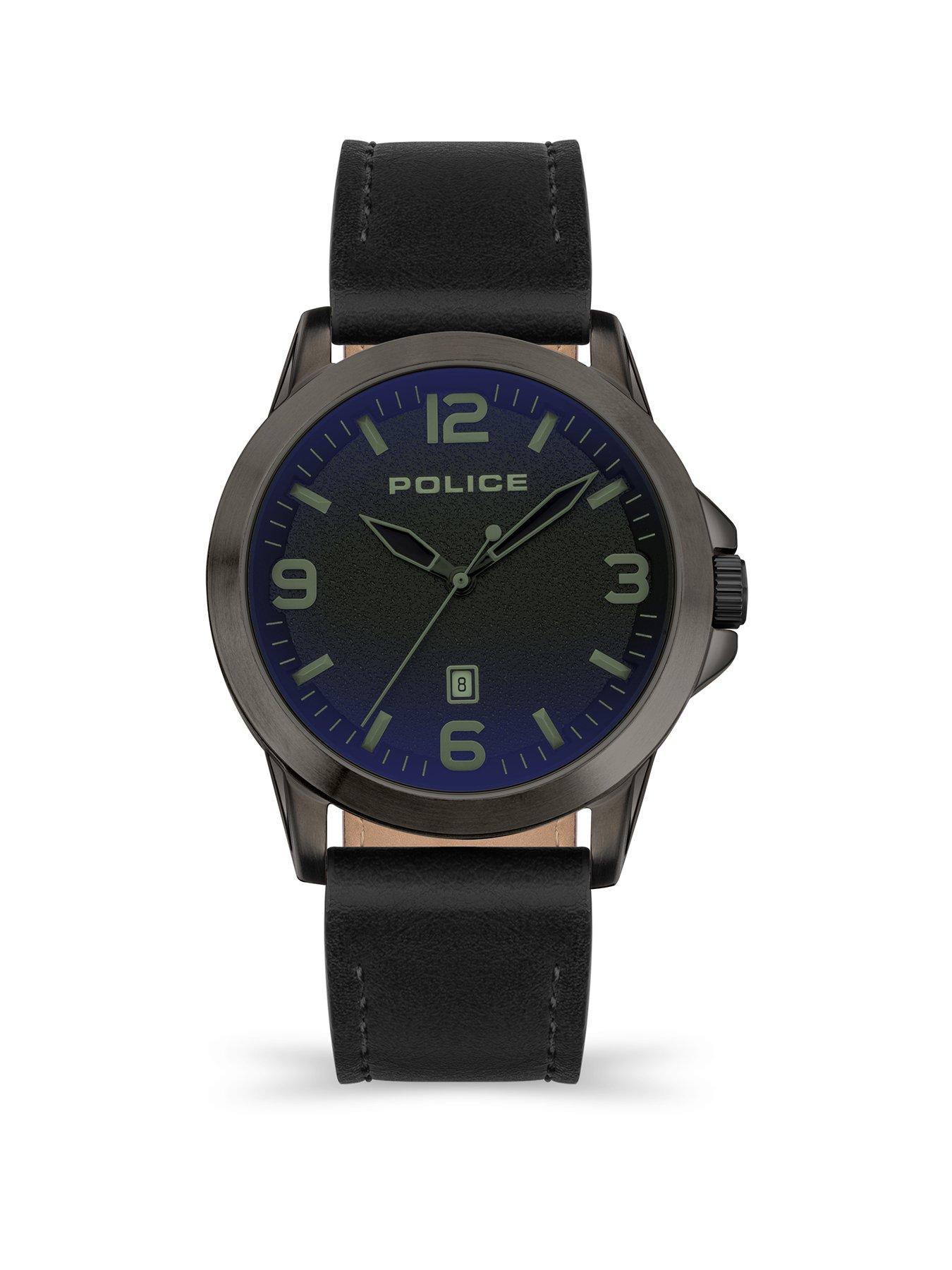 police-police-cliff-gun-black-leather-strap-watch