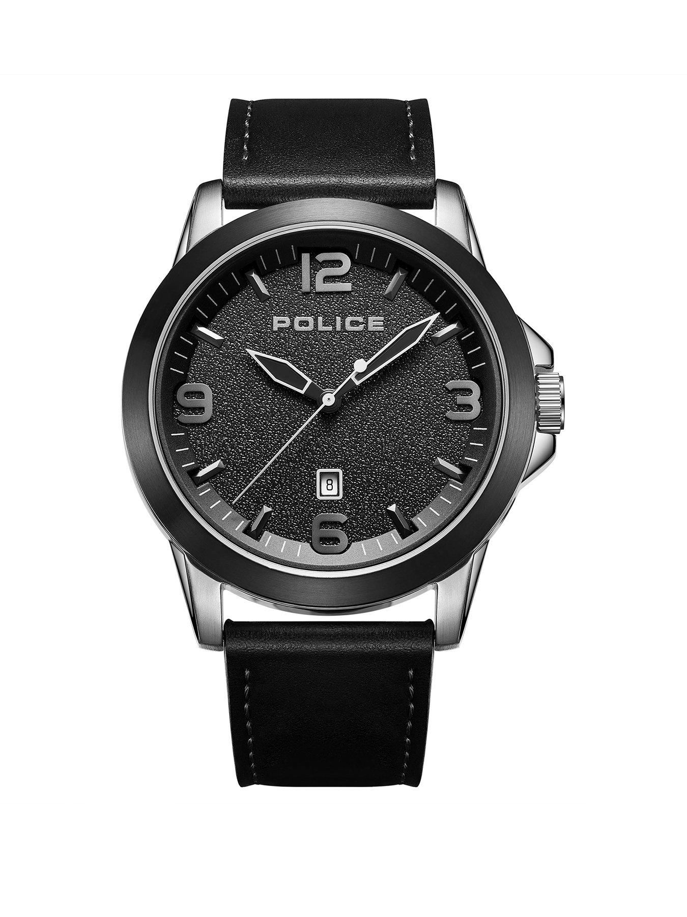 police-police-cliff-stainless-steel-black-leather-strap-watch