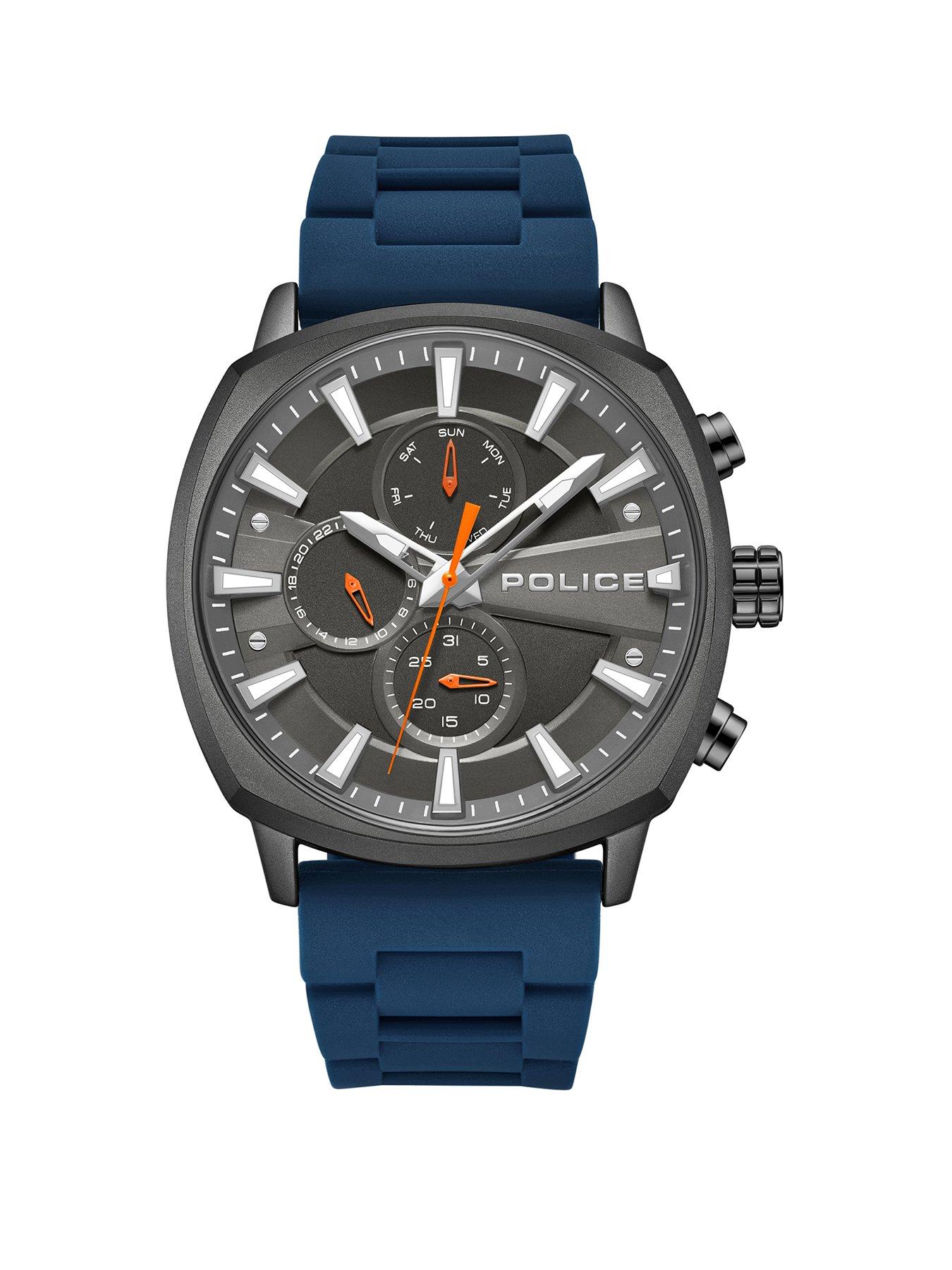 Police Police Tuneful Black Multi Dial Blue Sili Strap Watch