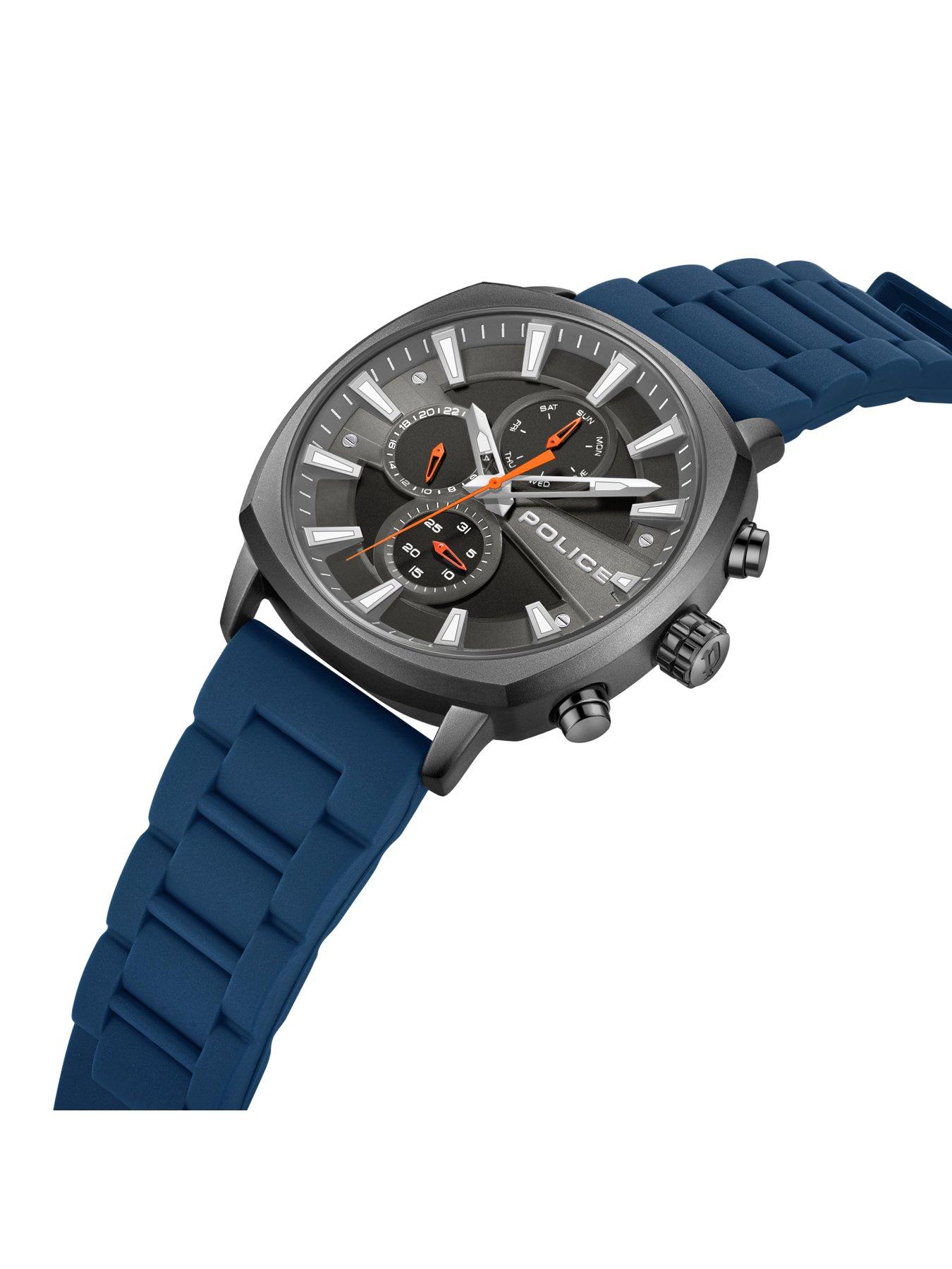 Image 2 of 5 of Police Police Tuneful Black Multi Dial Blue Sili Strap Watch