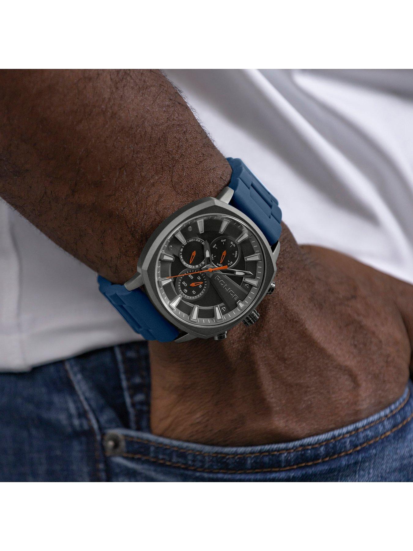 Image 3 of 5 of Police Police Tuneful Black Multi Dial Blue Sili Strap Watch