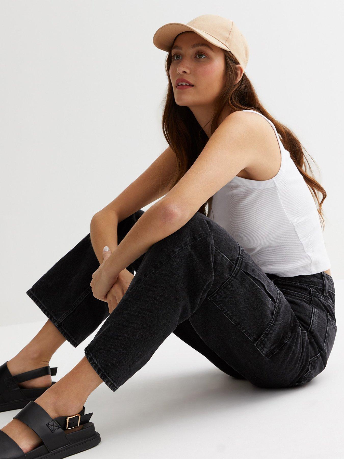 new-look-washed-black-high-waist-cargo-jeansback