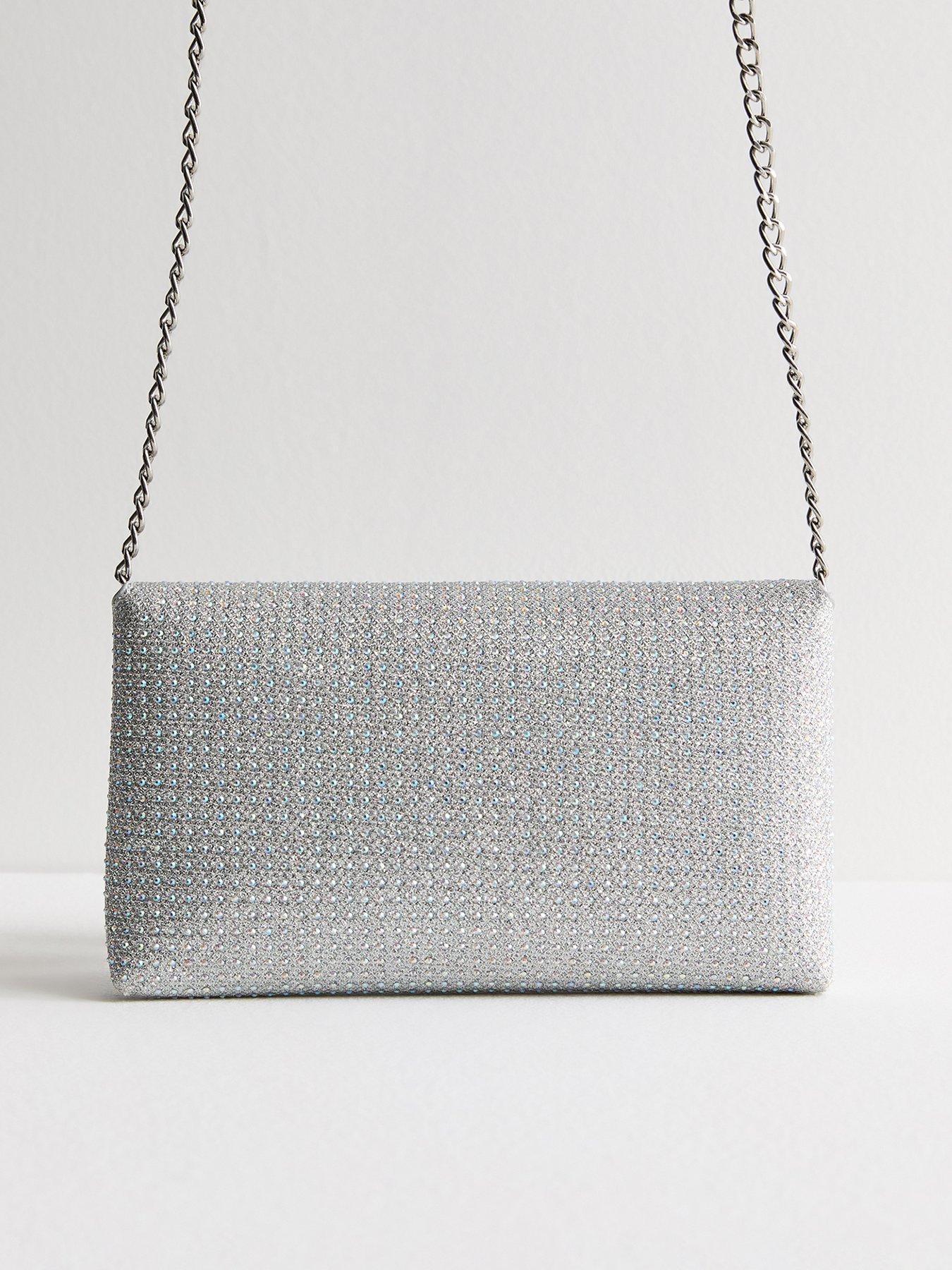 Silver clutch bag new look hotsell