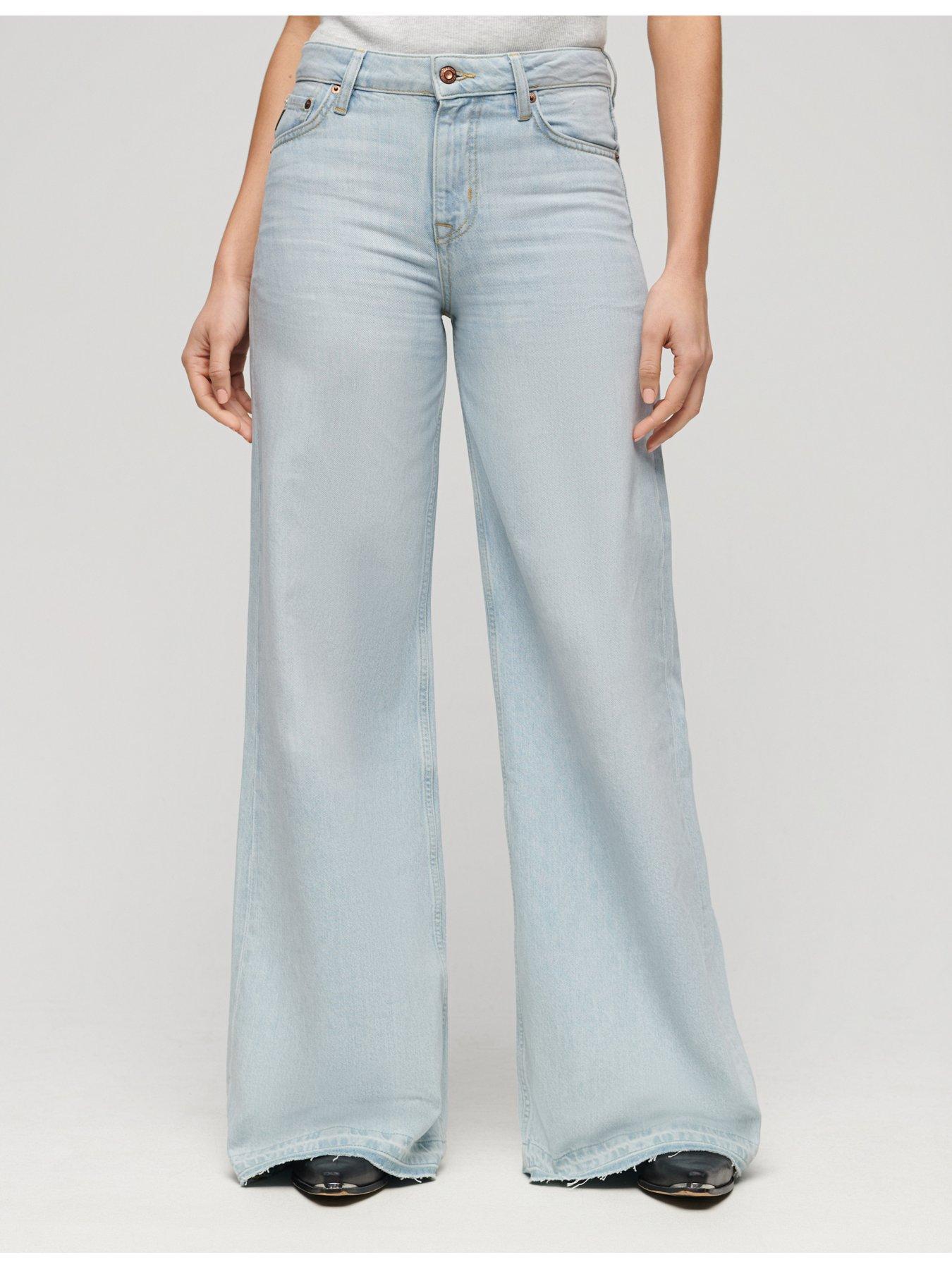 superdry-raw-hem-wide-leg-flare-jeans-blue