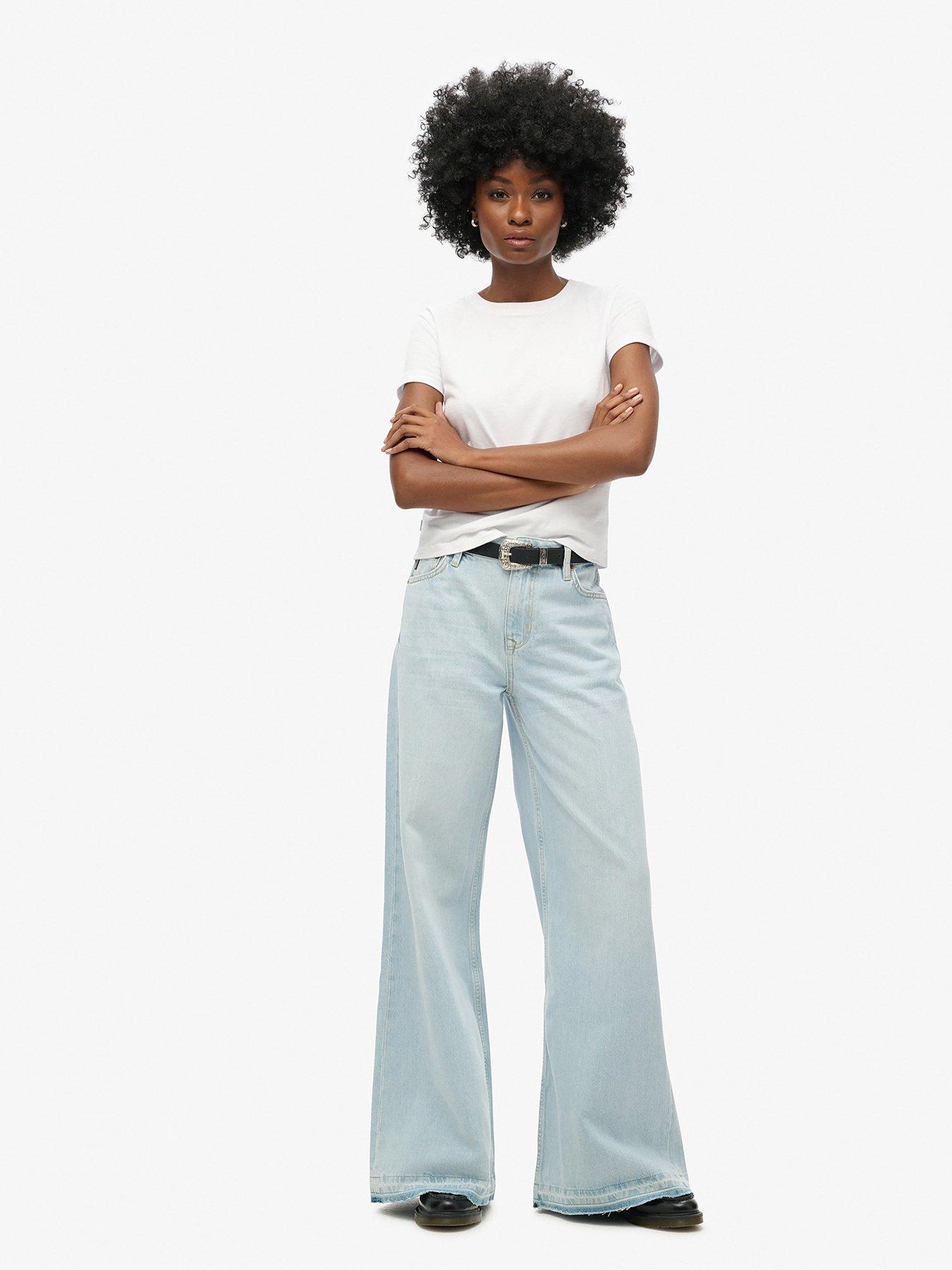 superdry-raw-hem-wide-leg-flare-jeans-bluefront