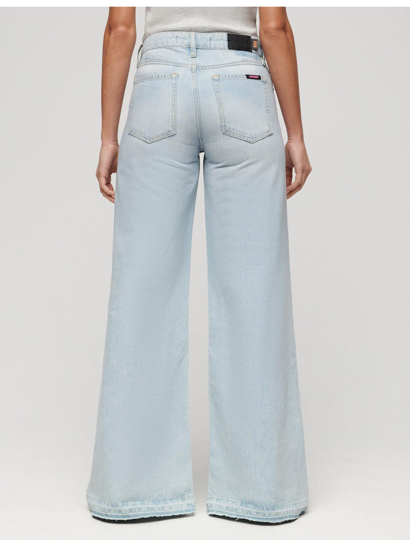 superdry-raw-hem-wide-leg-flare-jeans-bluestillFront