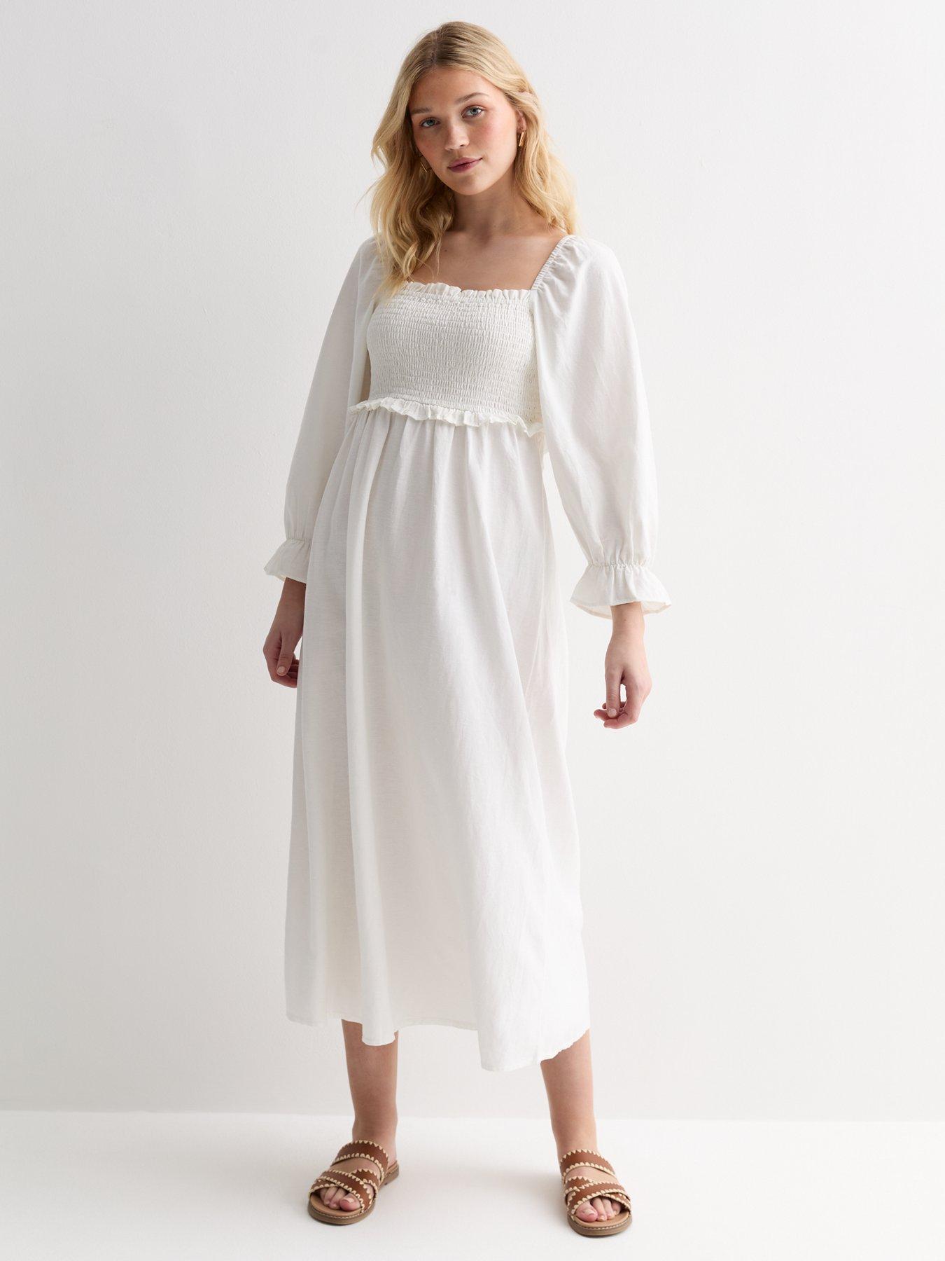 new-look-off-white-square-neck-midi-dress