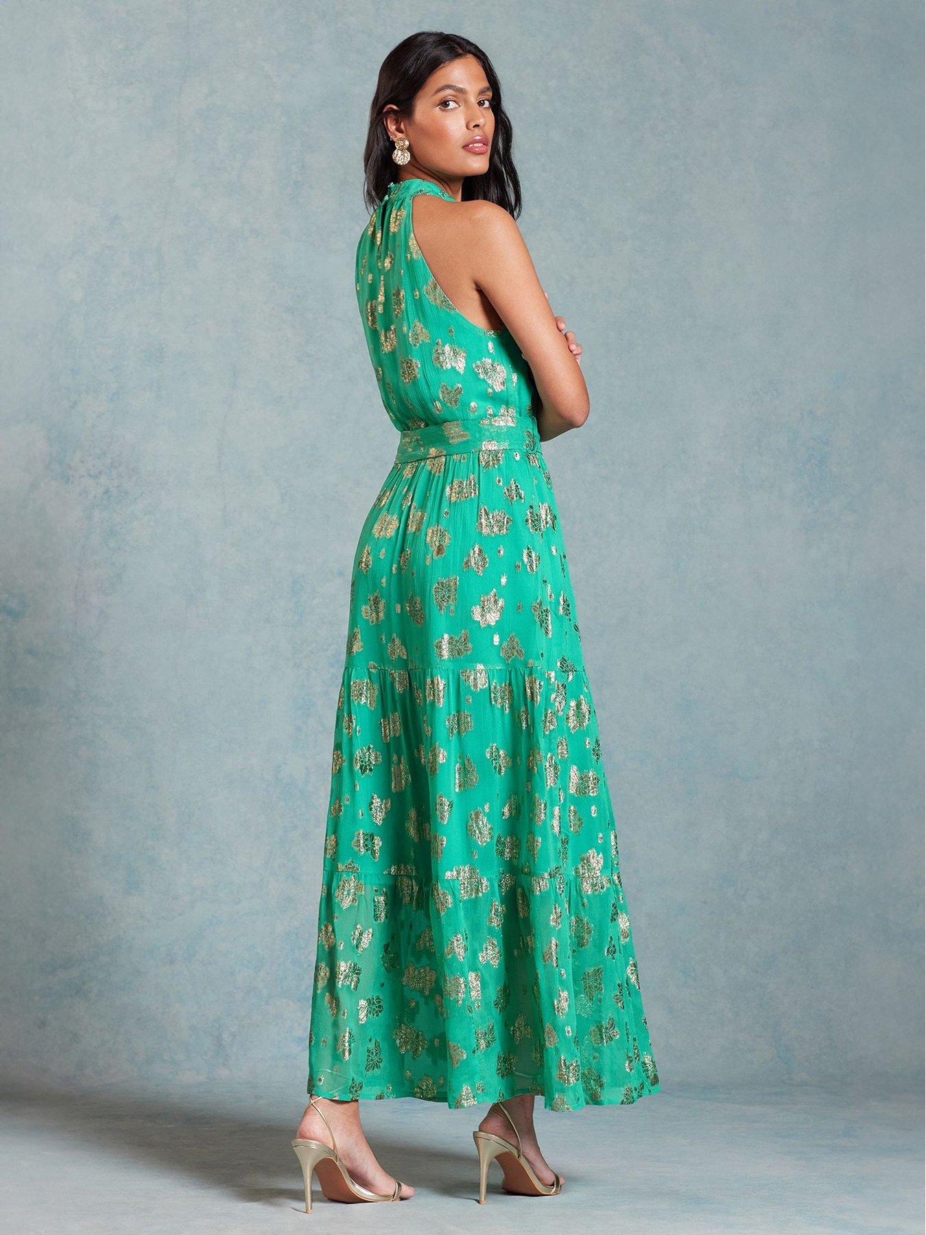 love-roses-metallic-halterneck-maxi-dress-greenstillFront