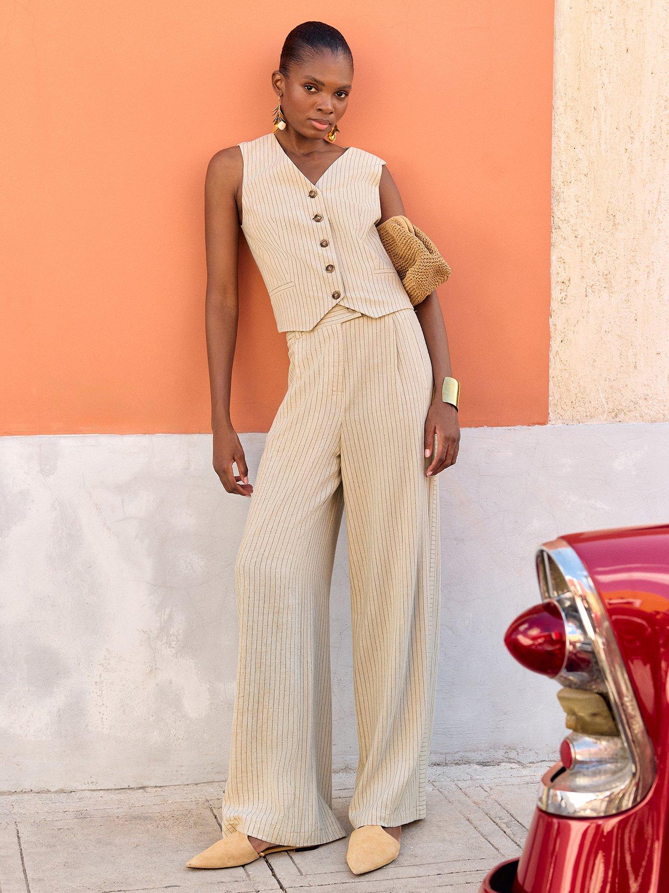 love-roses-pinstripe-linen-look-wide-leg-trouser--multi