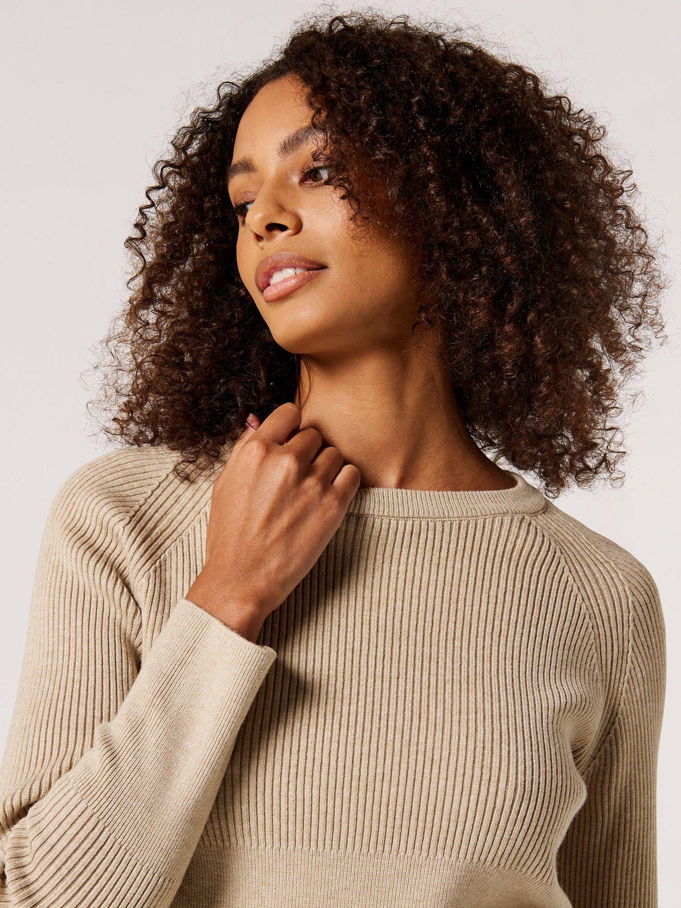 apricot-ribbed-crop-long-sleeve-crew-neck-topoutfit