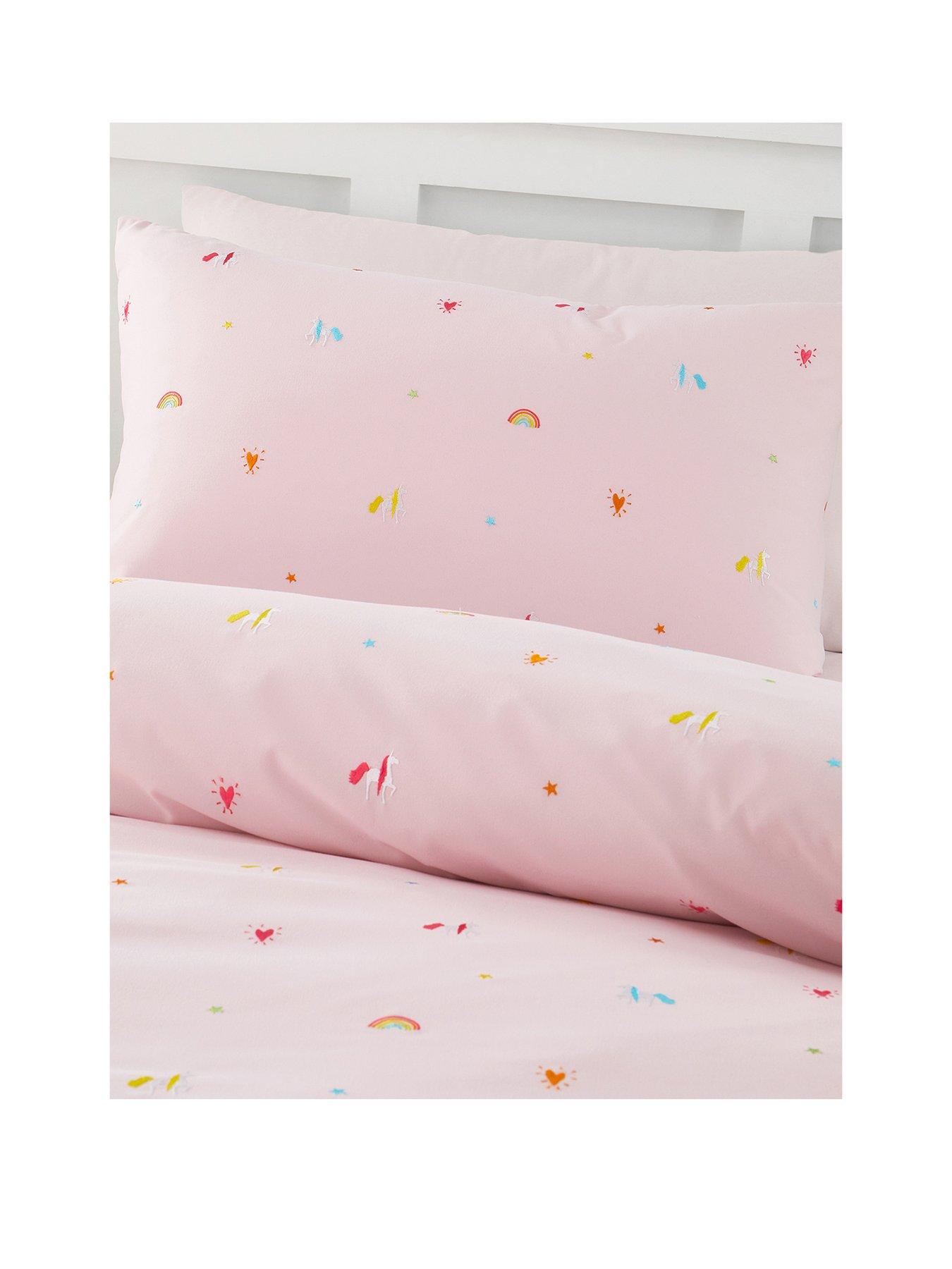 catherine-lansfield-embroidered-unicorn-and-rainbows-duvet-cover-set-pinkstillFront