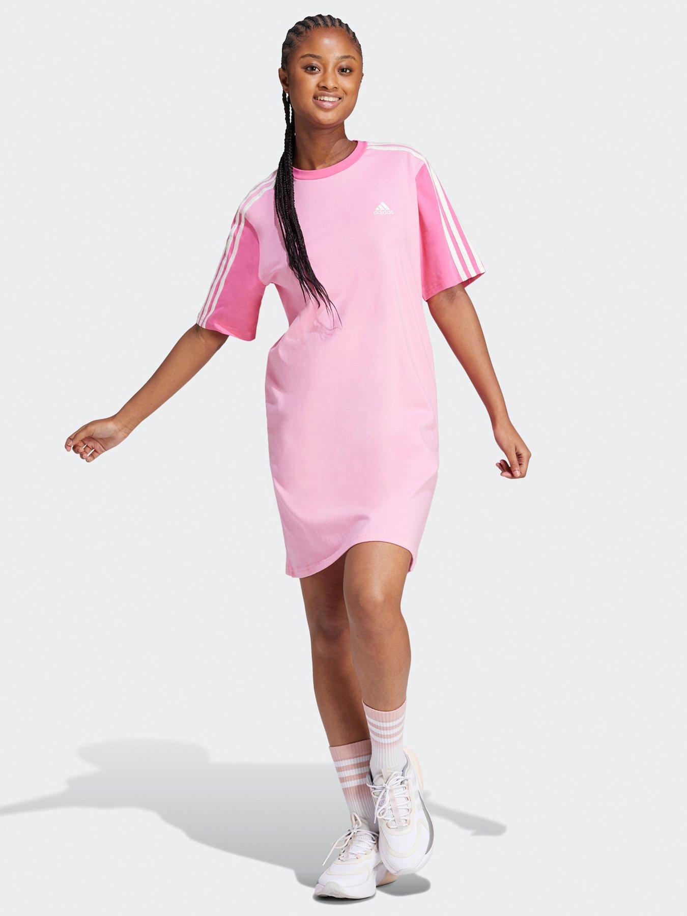 adidas Sportswear Women s 3 Stripe Boyfriend Tee Dress Pink Very Ireland