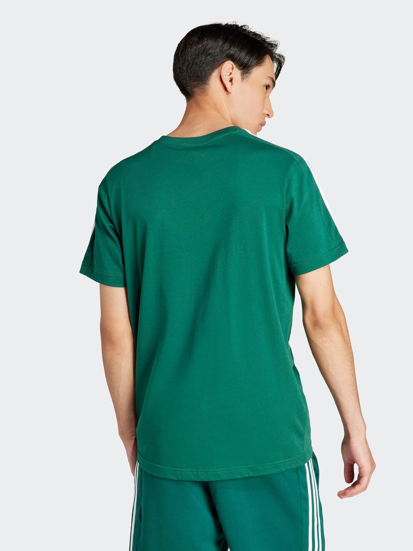 adidas-sportswear-mens-essentials-3-stripe-short-sleeve-t-shirt-greenstillFront