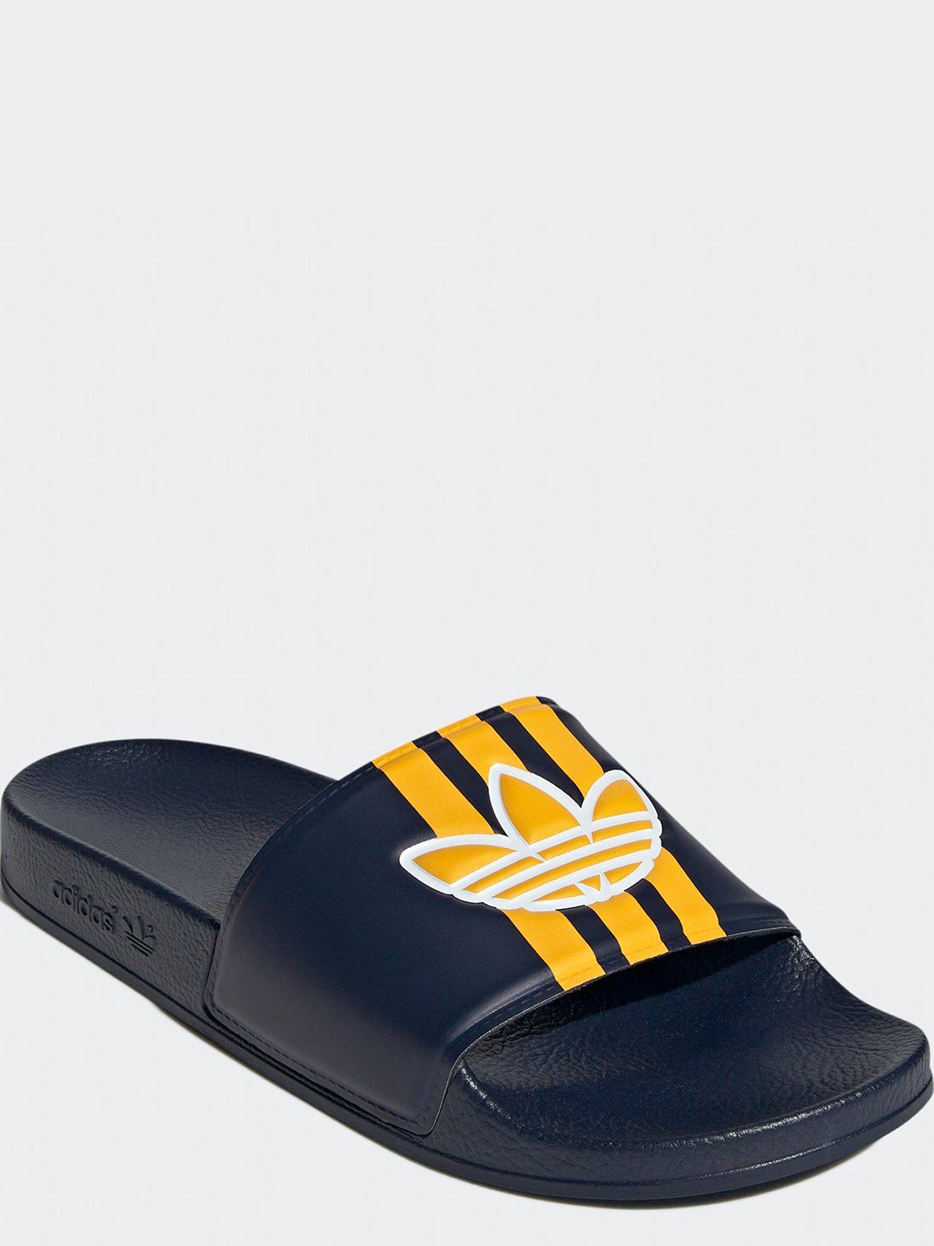 adidas-originals-mens-adilette-sliders-blueyellowstillFront