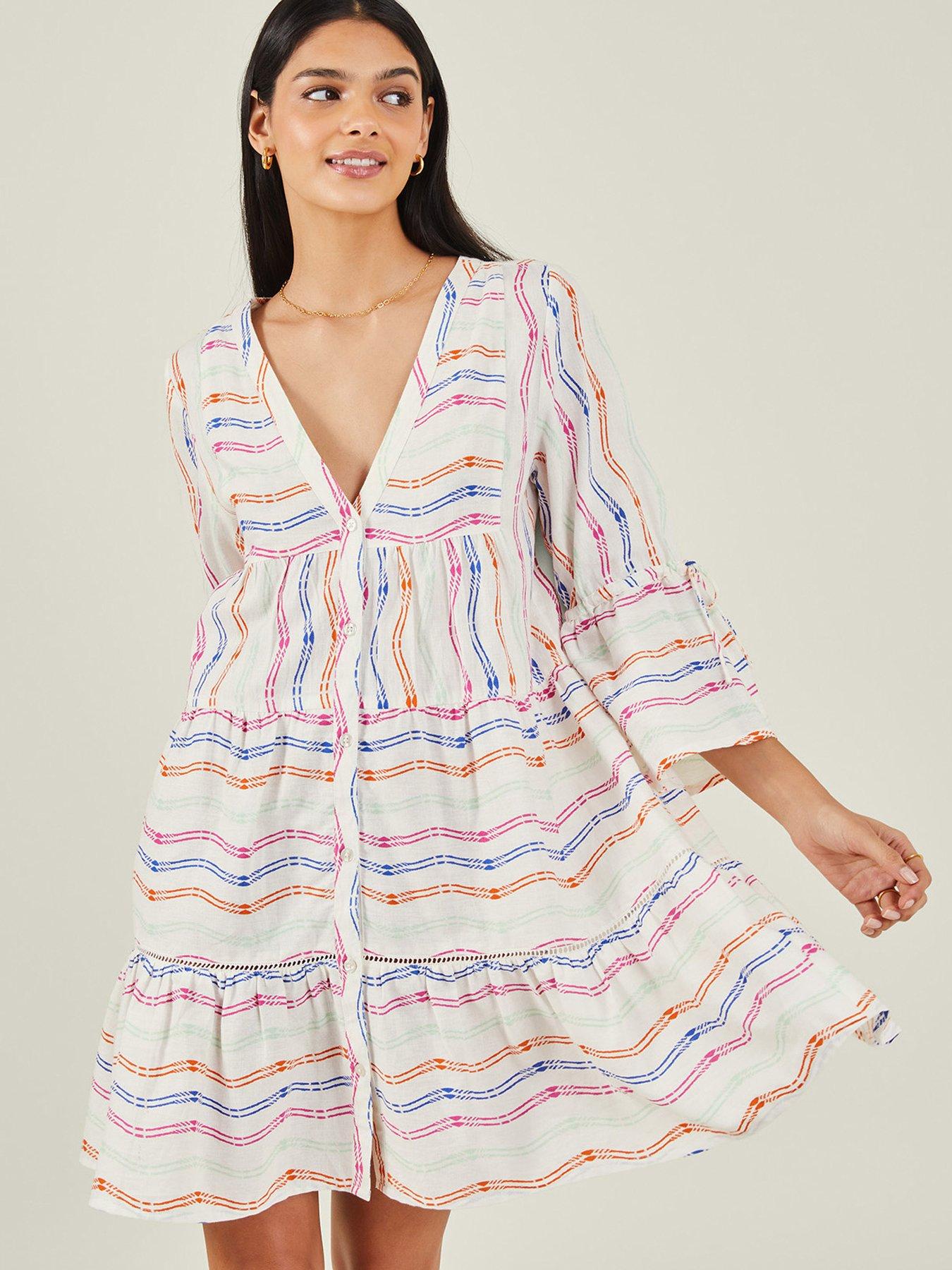 accessorize-stripe-flute-sleeve-cotton-smock-dress-white